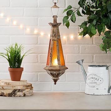 Gifts & Decor Amber Teardrop Lantern