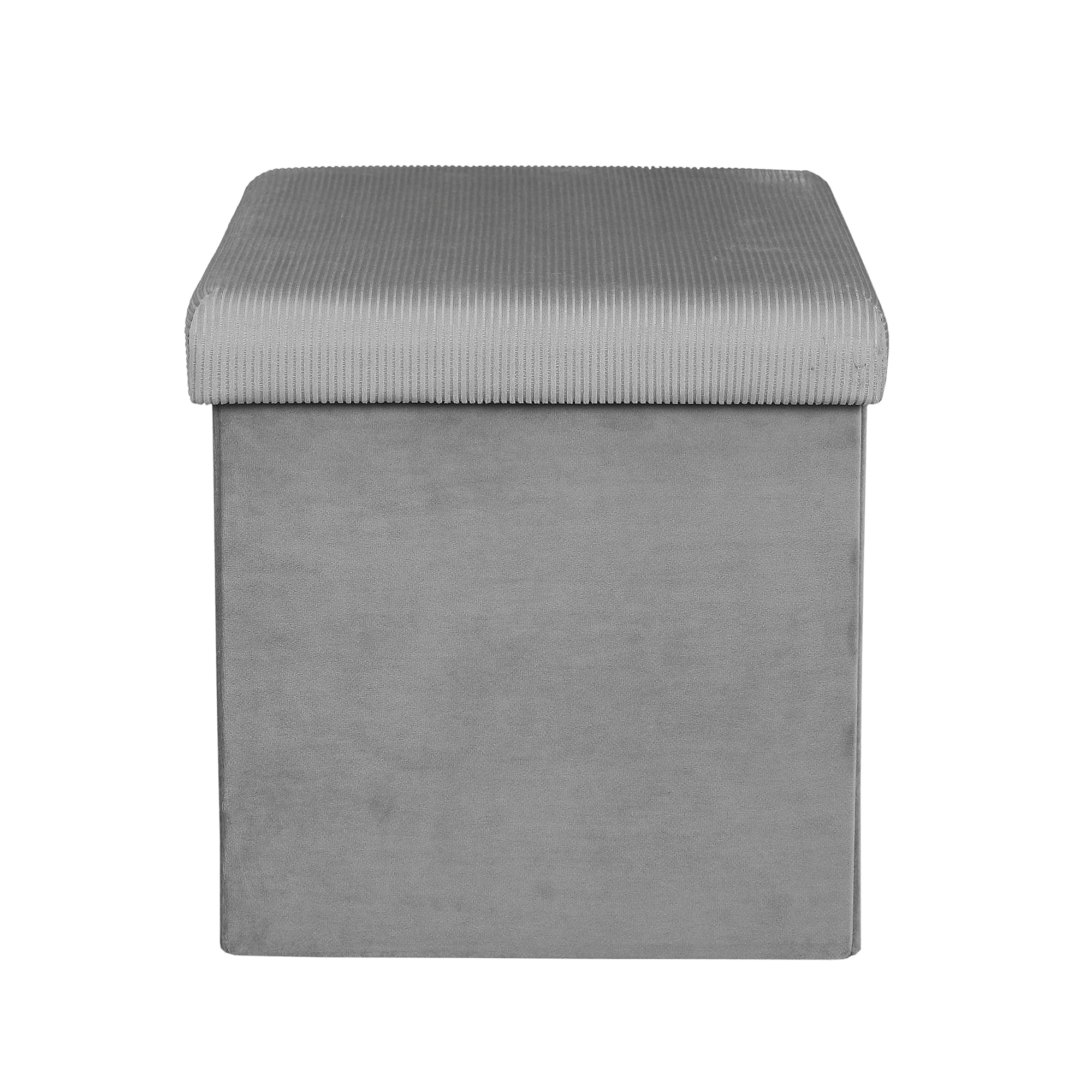 Home Deco Factory HD6810 - Cassapanca Pieghevole, salvaspazio, in Velluto, in Poliestere, Legno, MDF, Grigio, 38 x 38 x 38 cm