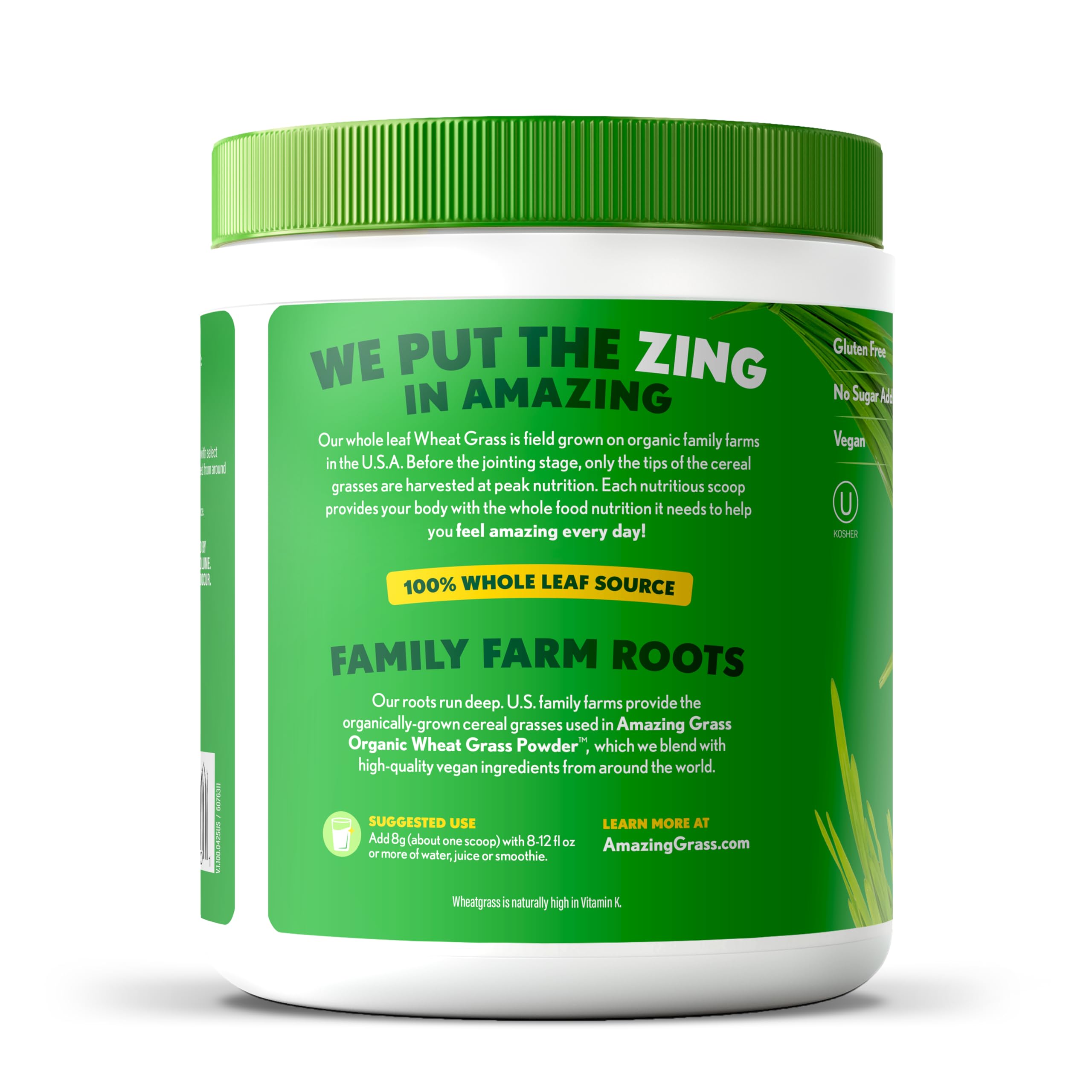 Amazing Grass Wheat Grass Powder, Whole-Leaf, 30 Servings — Amazon image 6