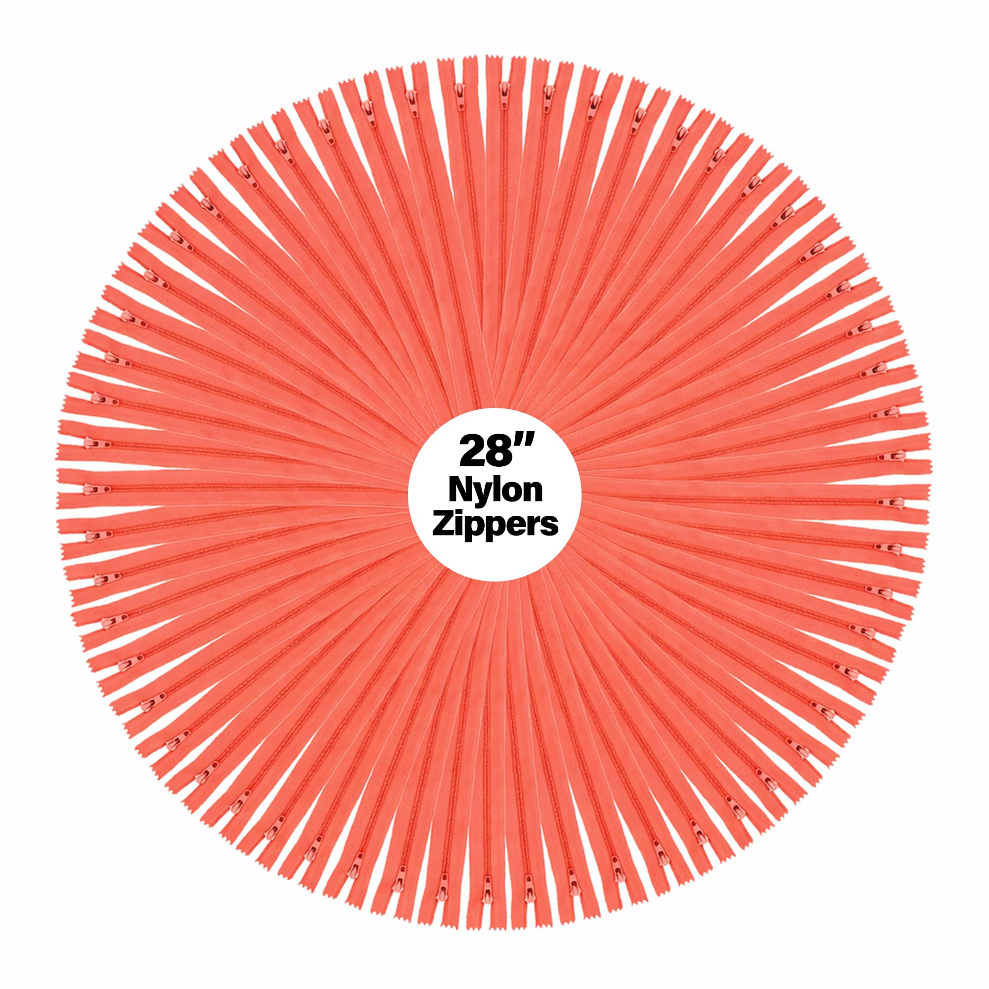Mandala Crafts 40 PCs Coral Closed-End 28 Inches Nylon Zippers for Sewing