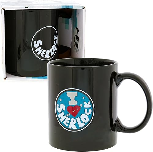 Underground Toys Sherlock Holmes Taza de café I Heart Sherlock Heat Reveal - BBC Show con licencia
