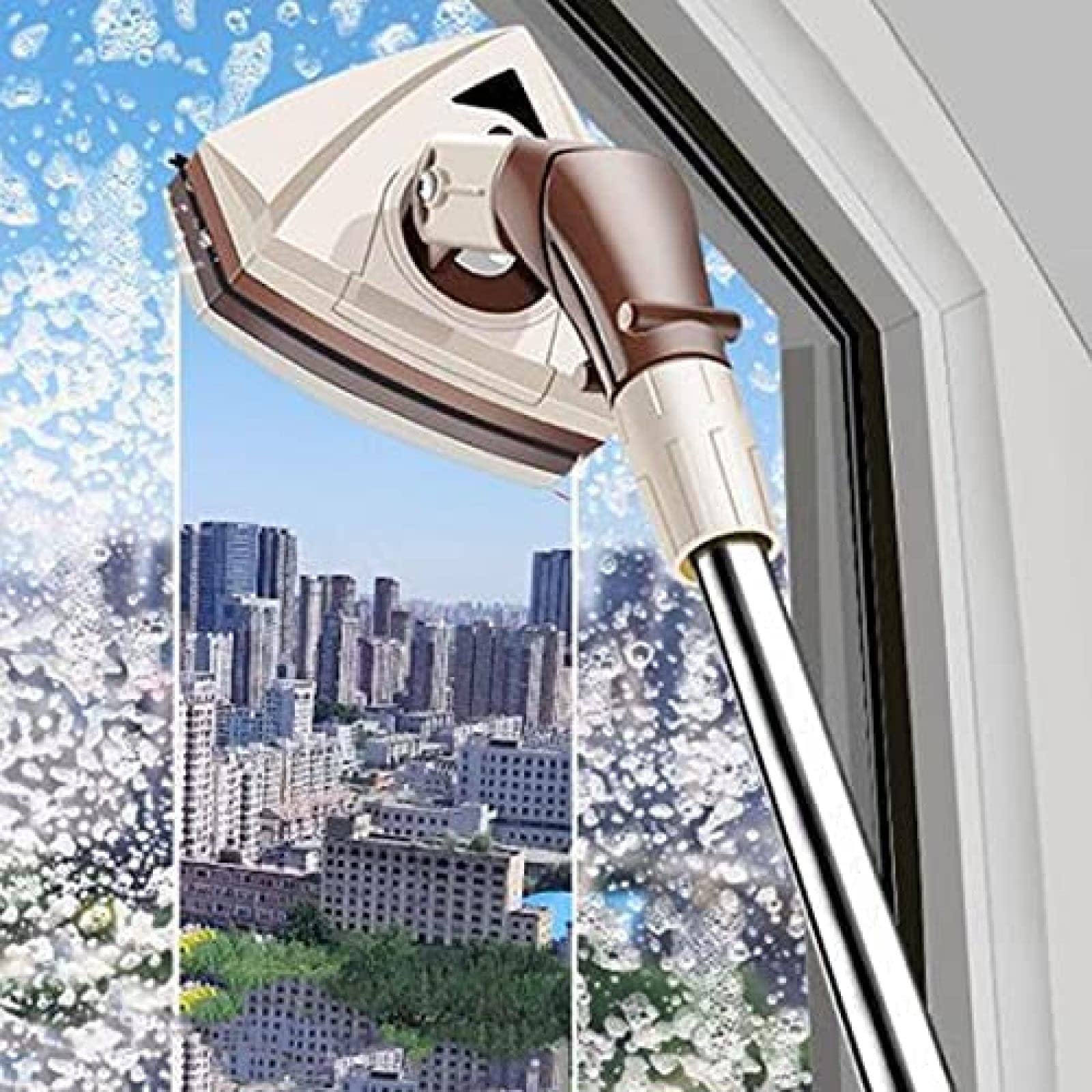 Clean Windows Magnetischer Fensterreiniger Glasreiniger Doppelzweck-Glaswischer, sowohl hohe als auch niedrige Ecken sind verfügbar, der Glaswischerkopf kann um 360° gedreht Werden, 15–28 mm