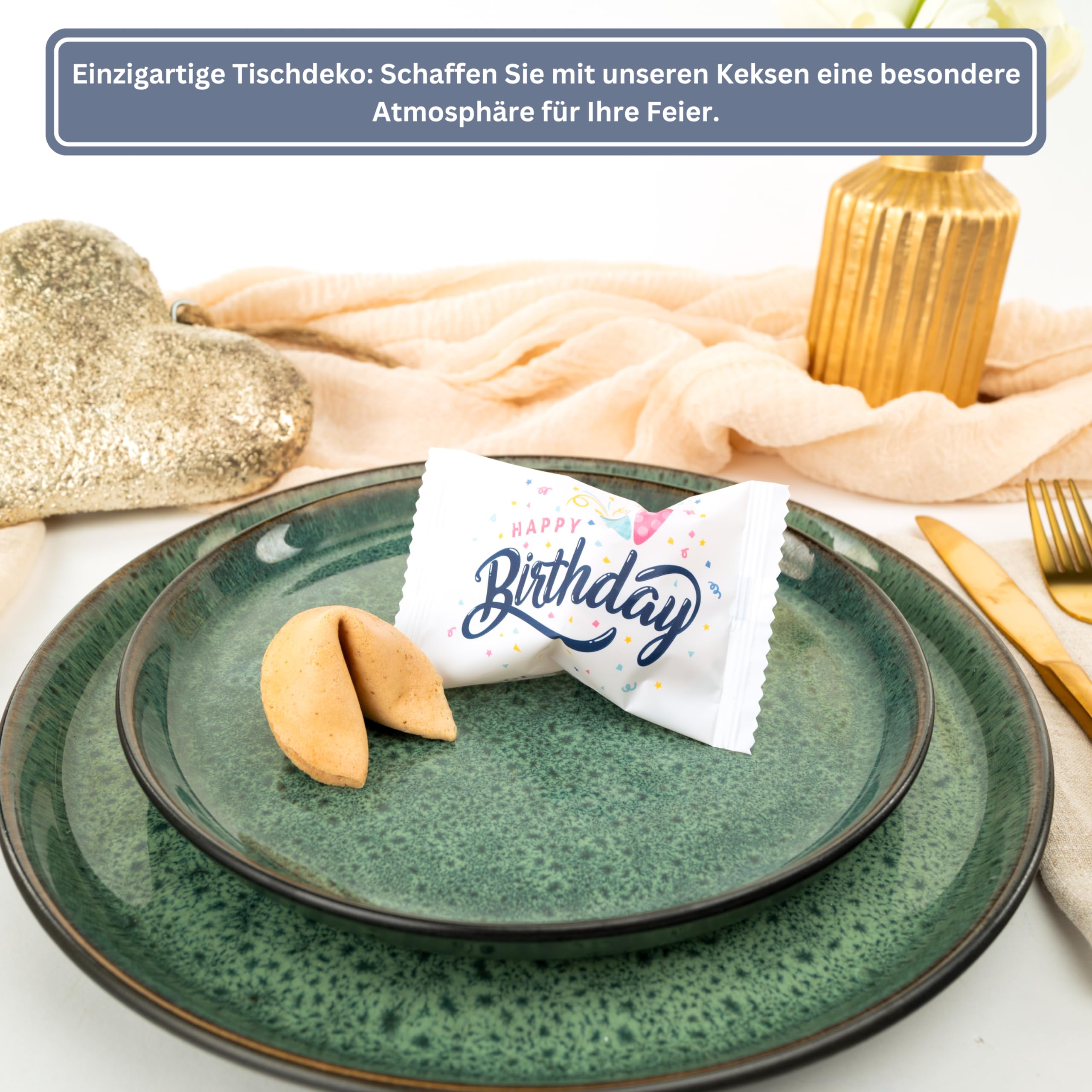 Lucky Treats - Geburtstags Glückskekse - 200 Stück - Happy Birthday - Mit liebevollen Botschaften - Perfekt für Geburtstagsfeiern & als liebevolles Gastgeschenk