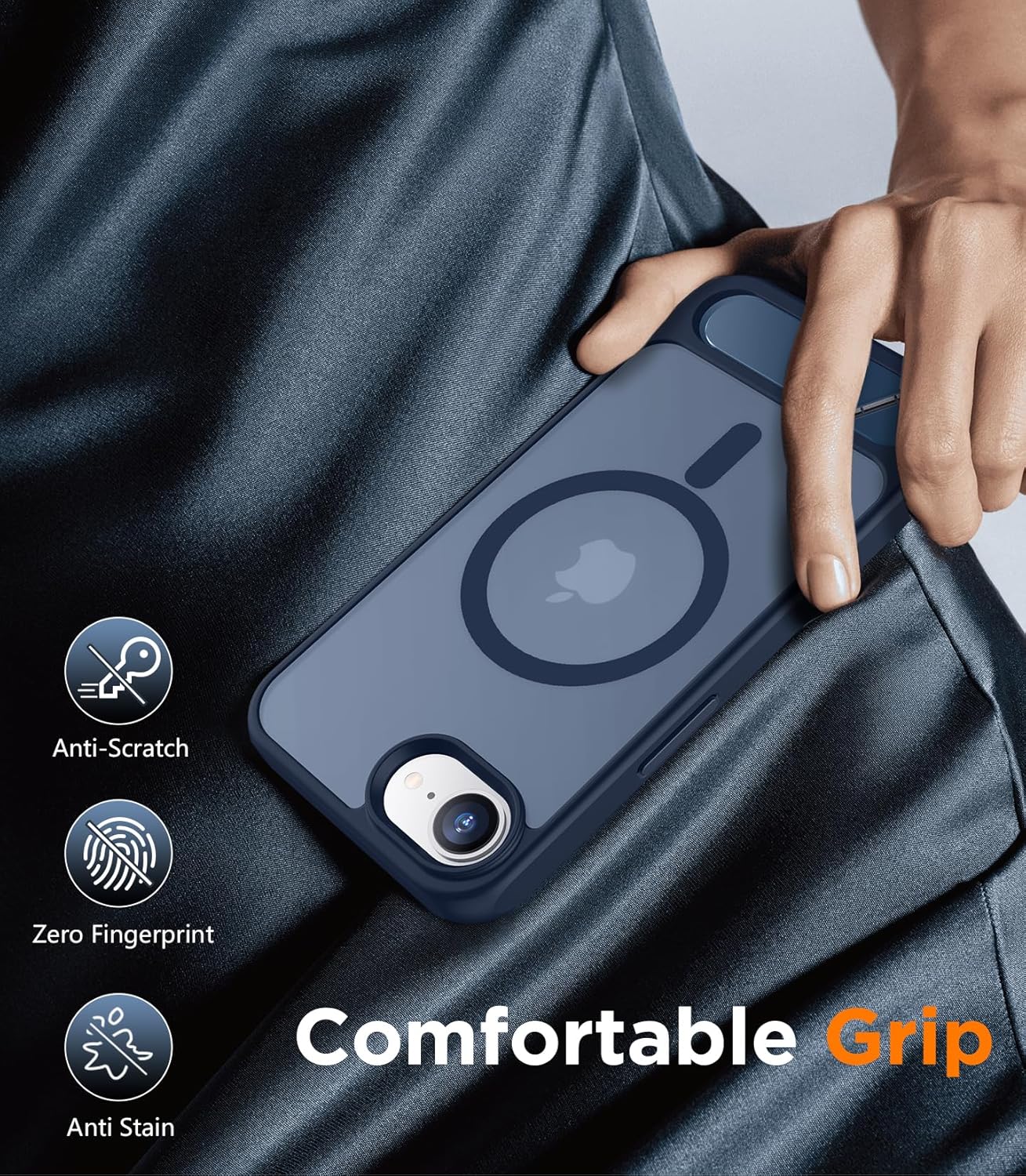 Temdan Magnetic Compatible with SE4 Case, [Built-in Invisible Kickstand][Military Grade Shockproof] Slim Translucent Matte Phone Case - Image 7