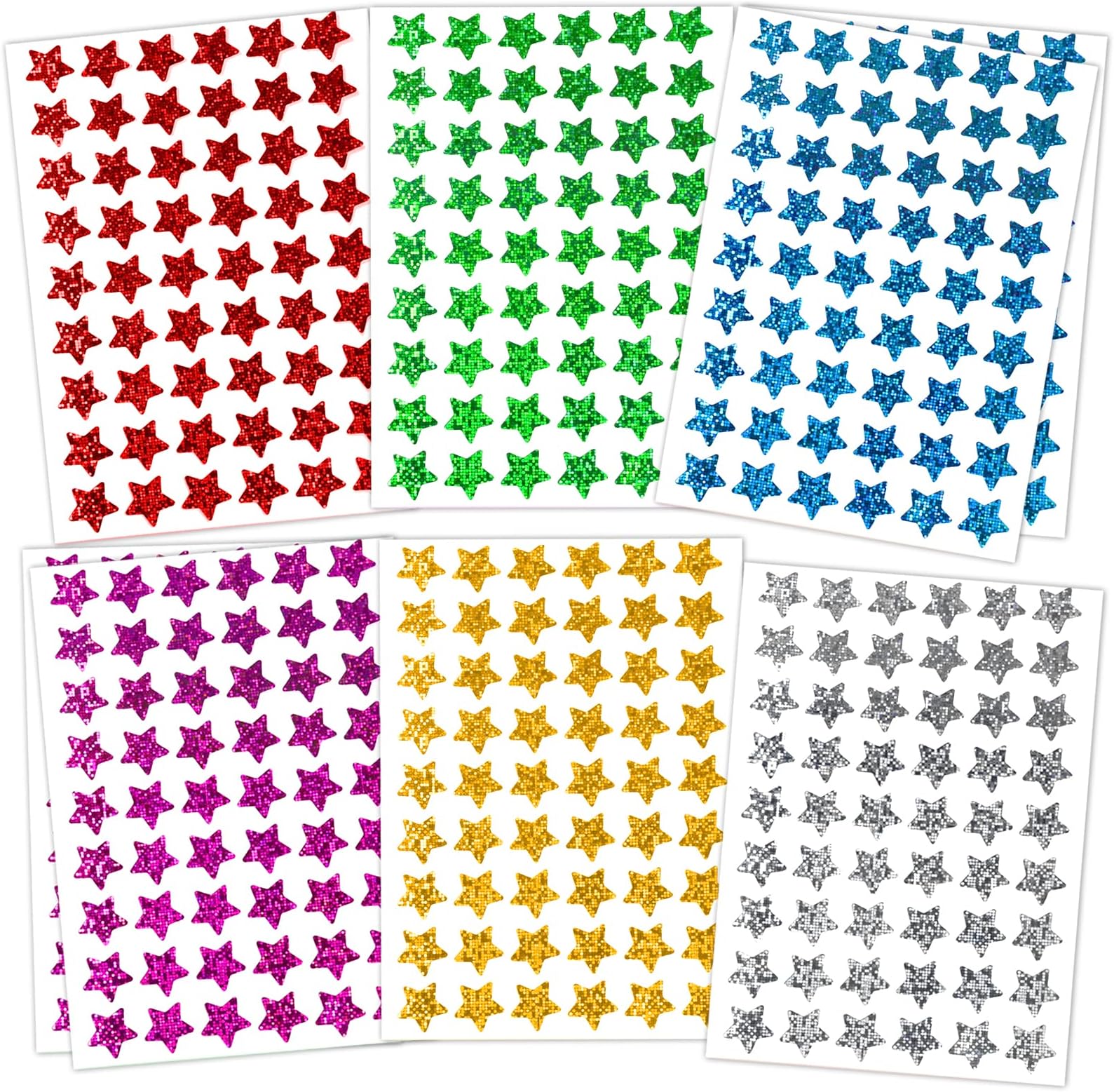 Lrogoe 1620 Pack, 6 Colors, Holographic Small Star Stickers for Kids Reward, Behavior Chart, School Classroom Student Teacher Supplies, 0.6" Diameter