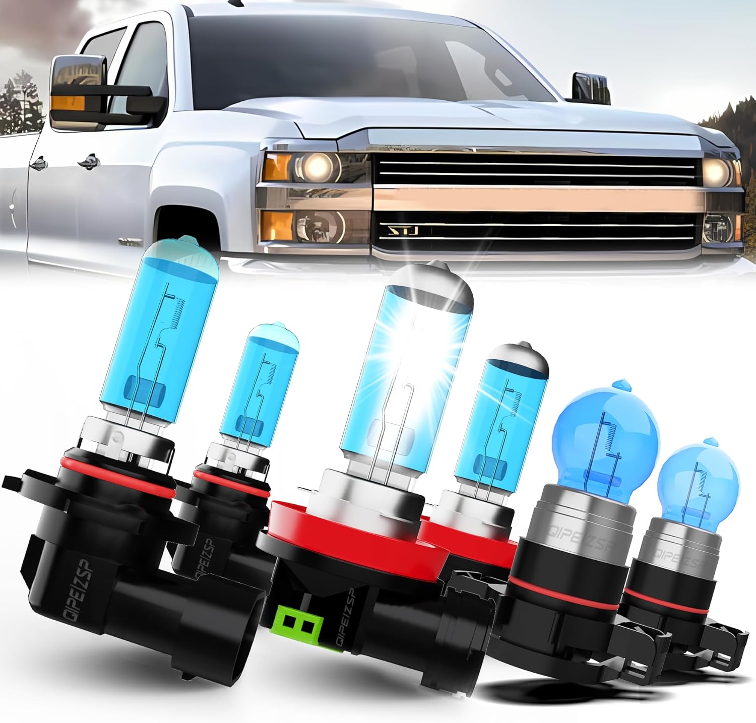 Fit For Chevy Chevrolet Silverado 1500 2500 Hd 3500 Hd (2007-2015) Lights Headlight Bulbs, 9005/HB3/H10 + H11/H8/H9 High/Low Beam Halogen + 5202 Fog Lights, Pack of 6