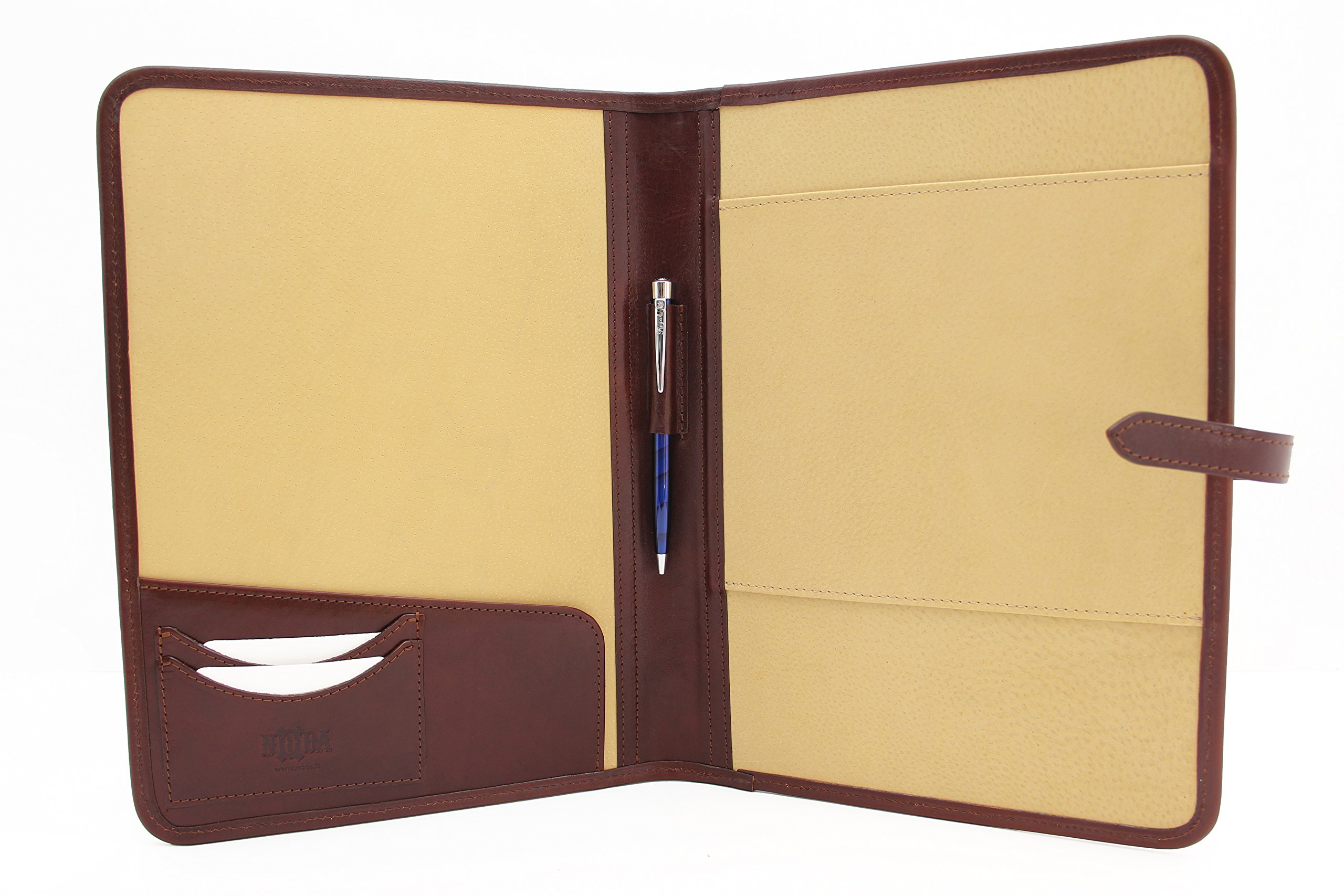 Carpeta de presentación profesional de piel italiana tamaño A4 para conferencias de negocios, carpeta de notas, cartera, funda de escritura marrón