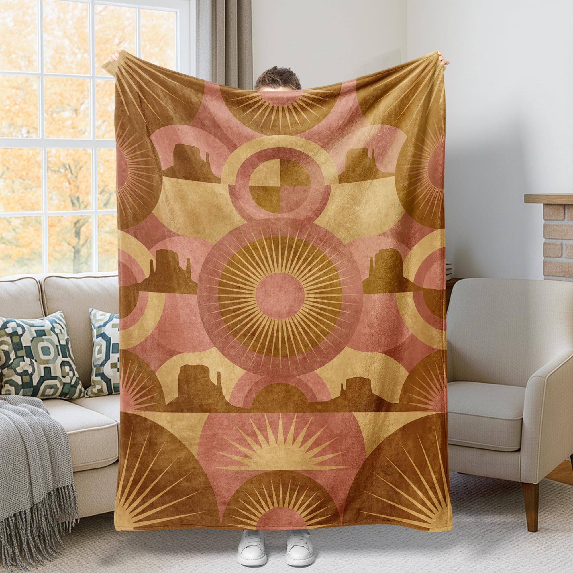 Couverture moderne Sunburst plaid canapé et jeté de chaise bureau