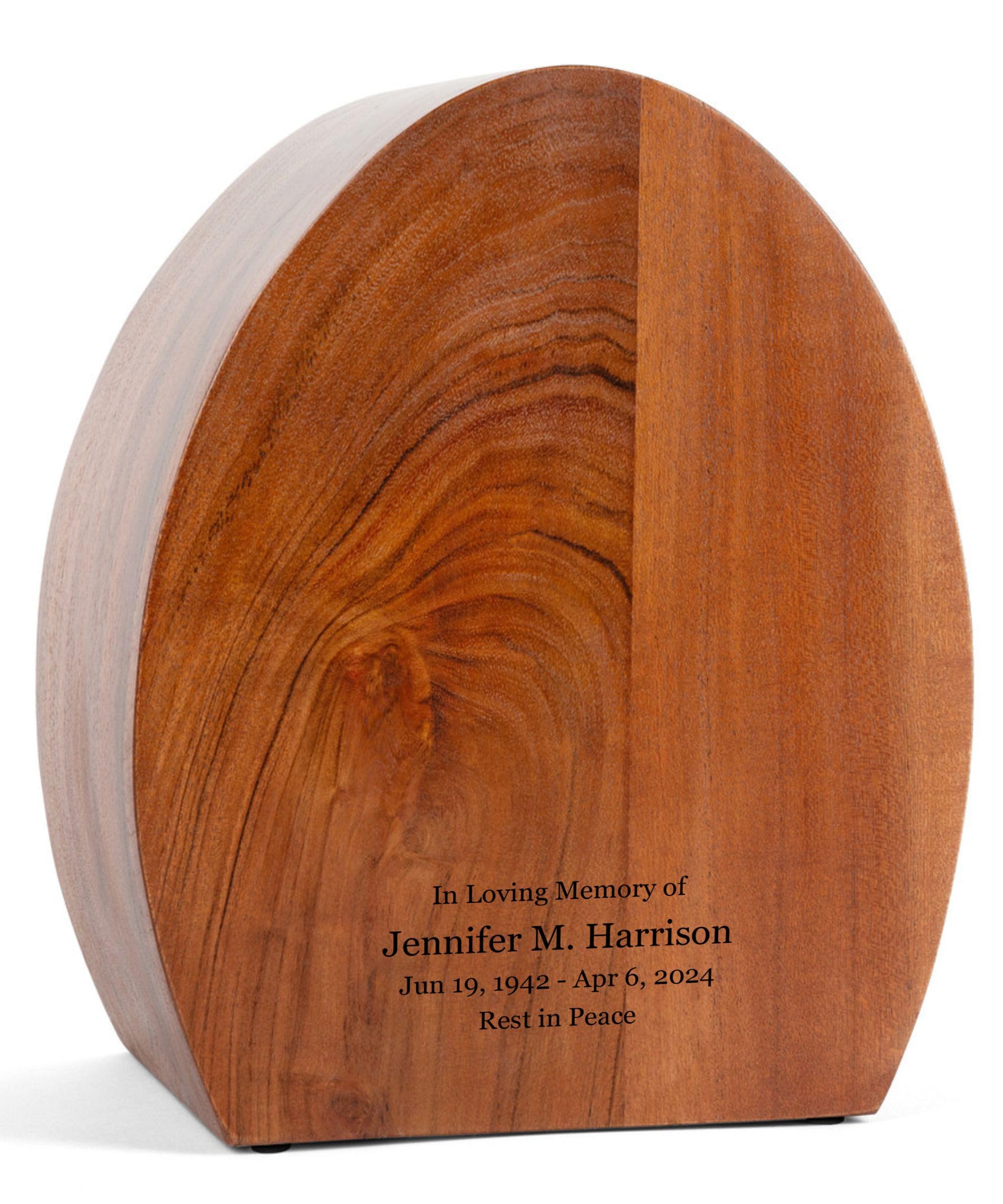Personalized Wooden Cremation Urn - 250 cu in - Custom Memorial Urn for Ashes Adult Man or Woman - Engravable Wood Box for Human Cremains