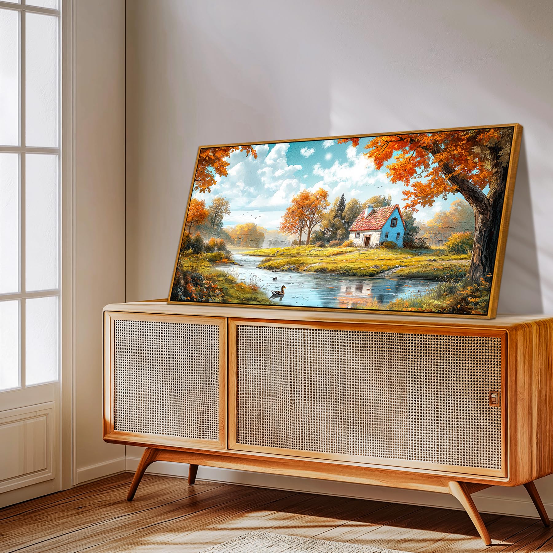 hyidecorart Quadri Moderni Soggiorno, 50x100 cm Quadri Grandi Dimensioni, Quadro Casa di Campagna, Stampe su Tela con Cornice, Decorazione Parete per Camera Ufficio Sala