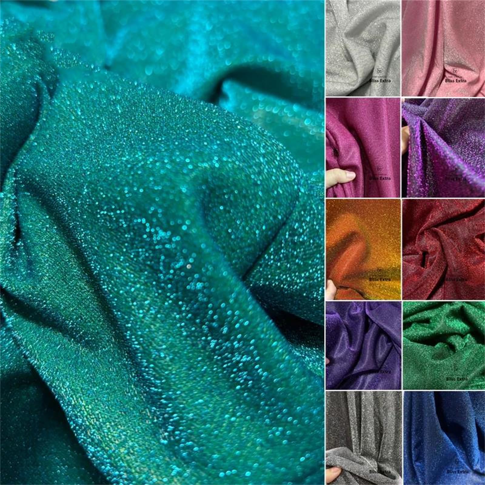 1 Yard 1.5M di Larghezza Turchese Shimmer Glitter Tessuto Maglia Maglia for Abiti Formali Fondali Festa di Nozze Decorazione della Tenda(Light Gold,M)