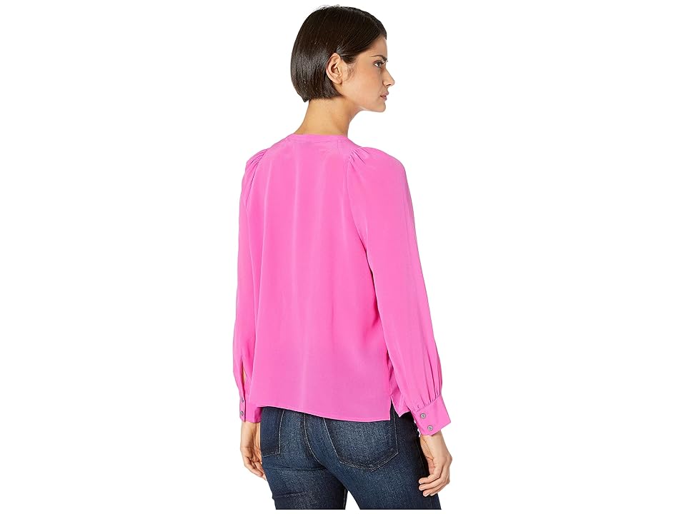 

J.Crew Silk Pleated Popover (Vivid Flamingo) Women's Clothing, Pink