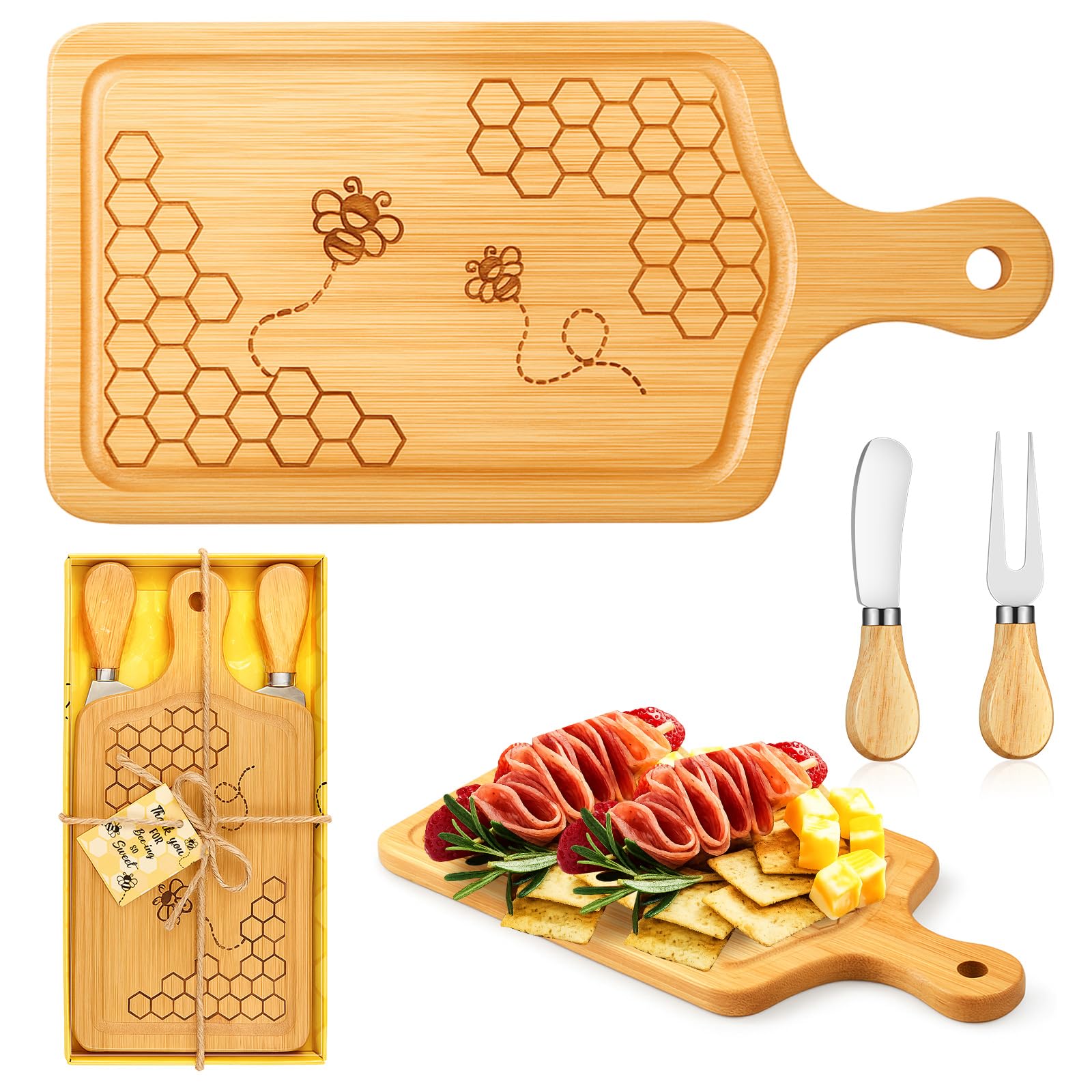 Ziliny 1 Set Baby Shower Prizes, Honey Bee Cheese Board Gifts, Rectangle