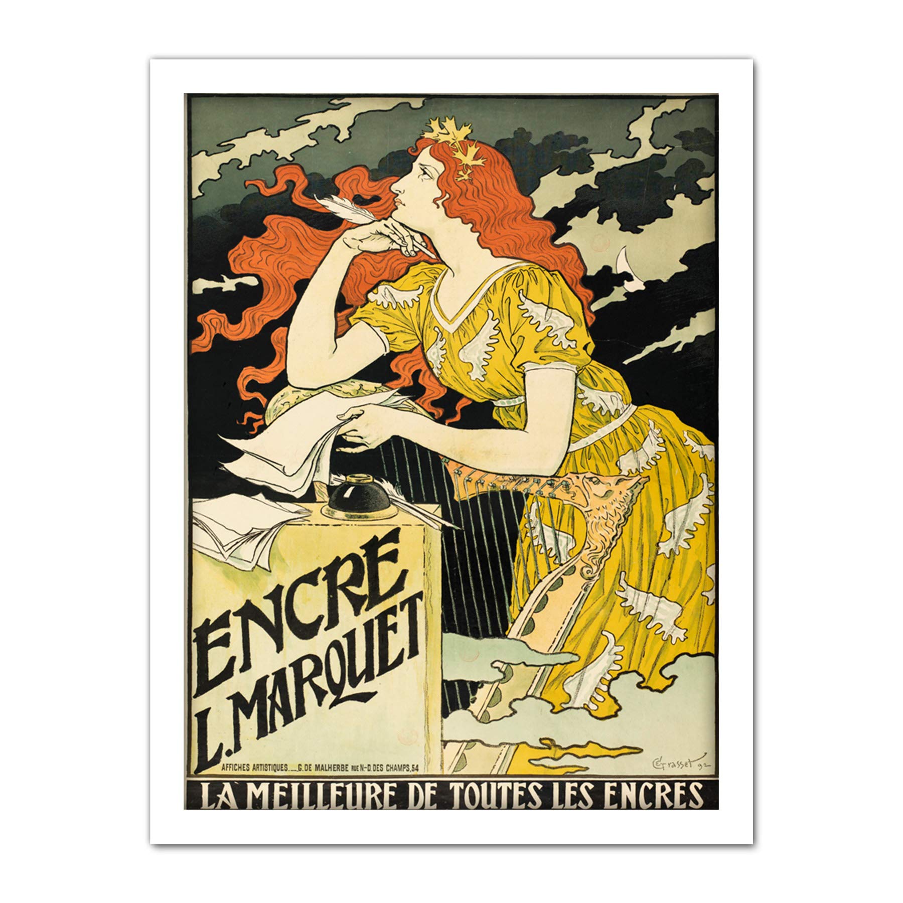 Grasset Marquet Ink Nouveau Vintage Advert Large Framed Art Print Poster Wall Decor 18x24 in