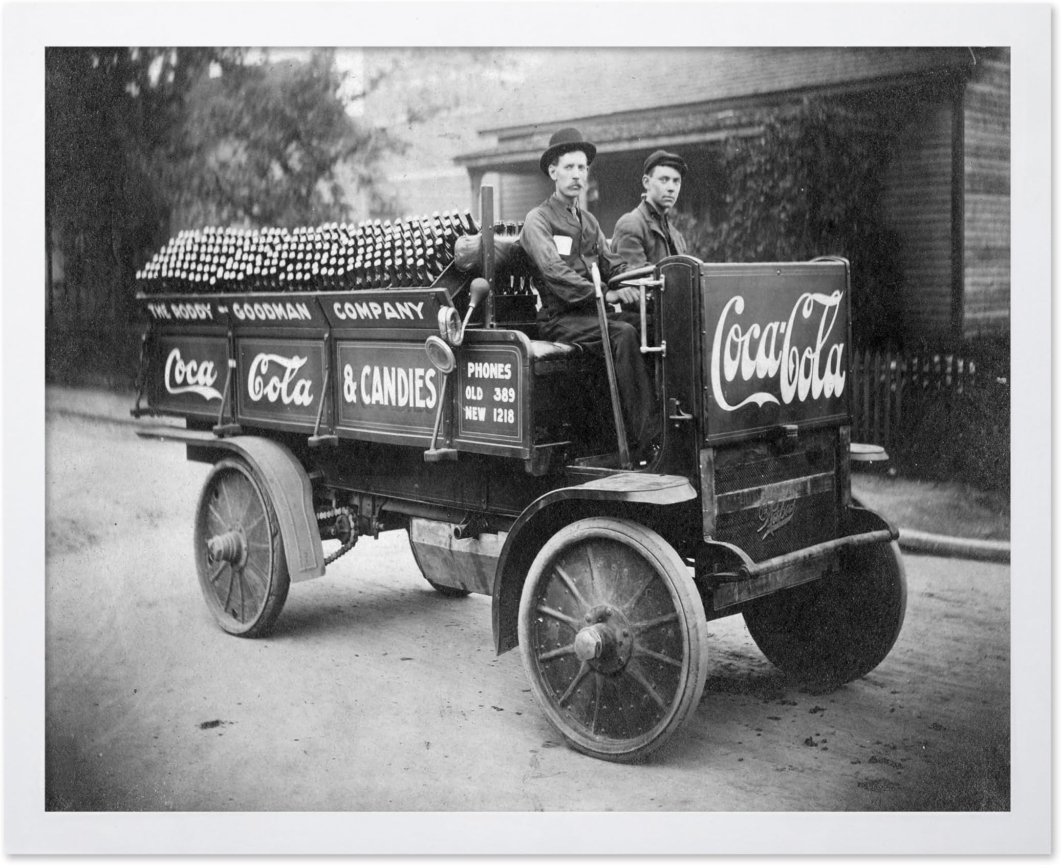 Poster Master Vintage Coca Poster - Retro Coca Delivery Truck Print - Beverage Advertising Art - Gift for Men, Women - Great Decor for Kitchen, Dining Room, Restaurant, 11x14 White Framed