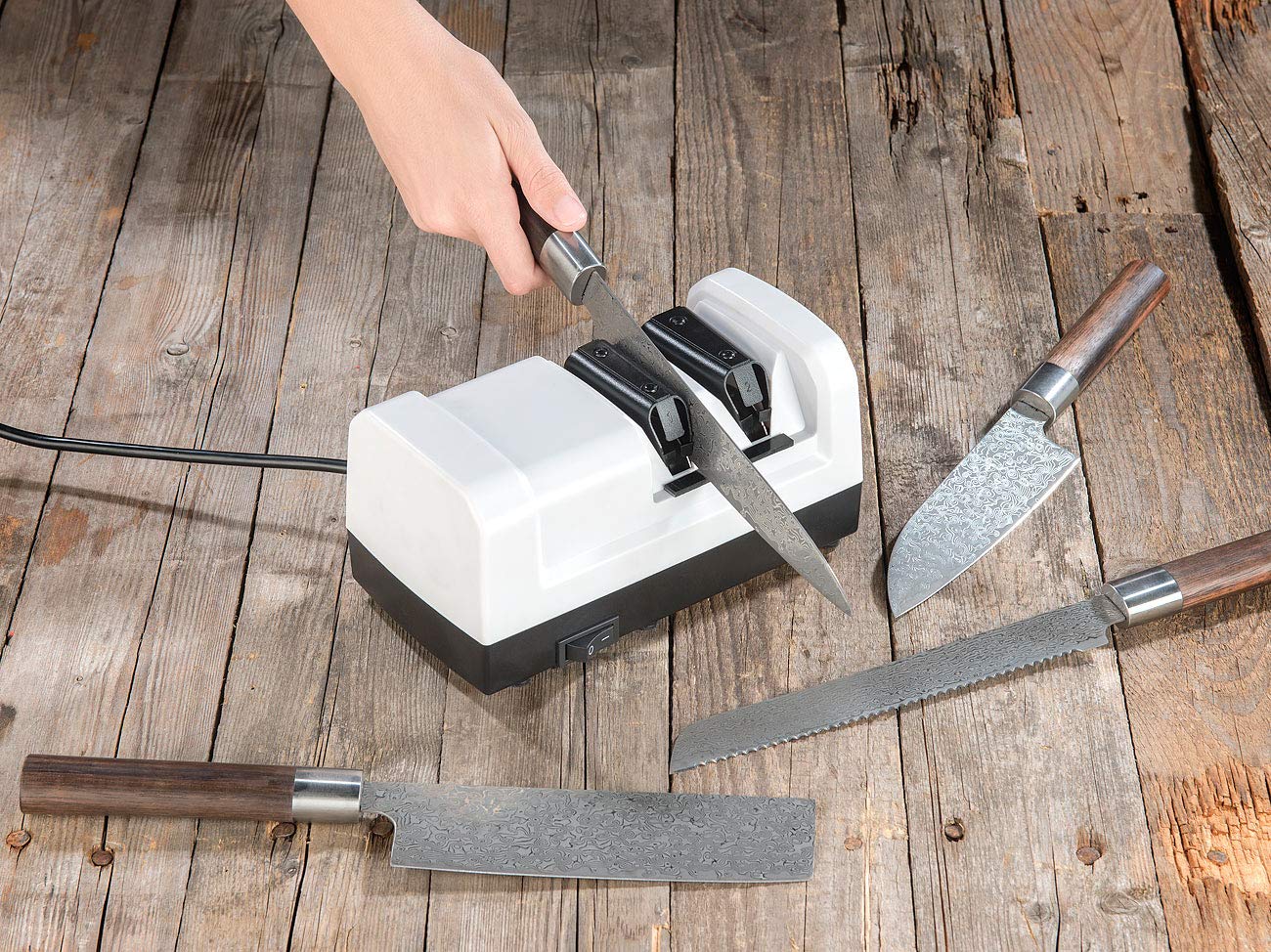 Rosenstein & Söhne Elektrischer Diamant-Messerschärfer 60 W Profi Messerschleifgerät