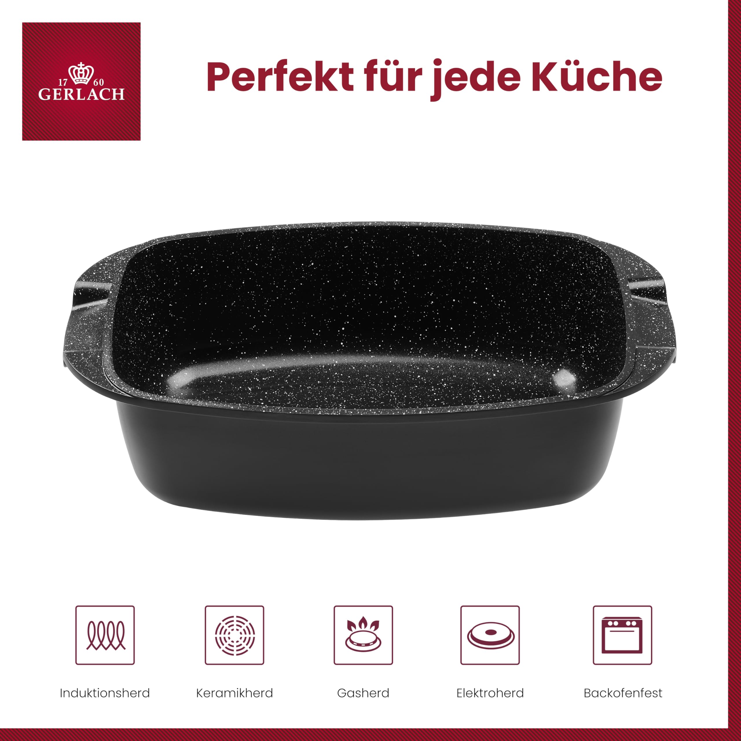 Gerlach Granitex Bräter Mit Deckel Für Induktion Backofen Topf Schmortopf Bratentopf Backofengeeignet Töpfe Pfannen 32 Cm 5,6 L, Sc Schwarz
