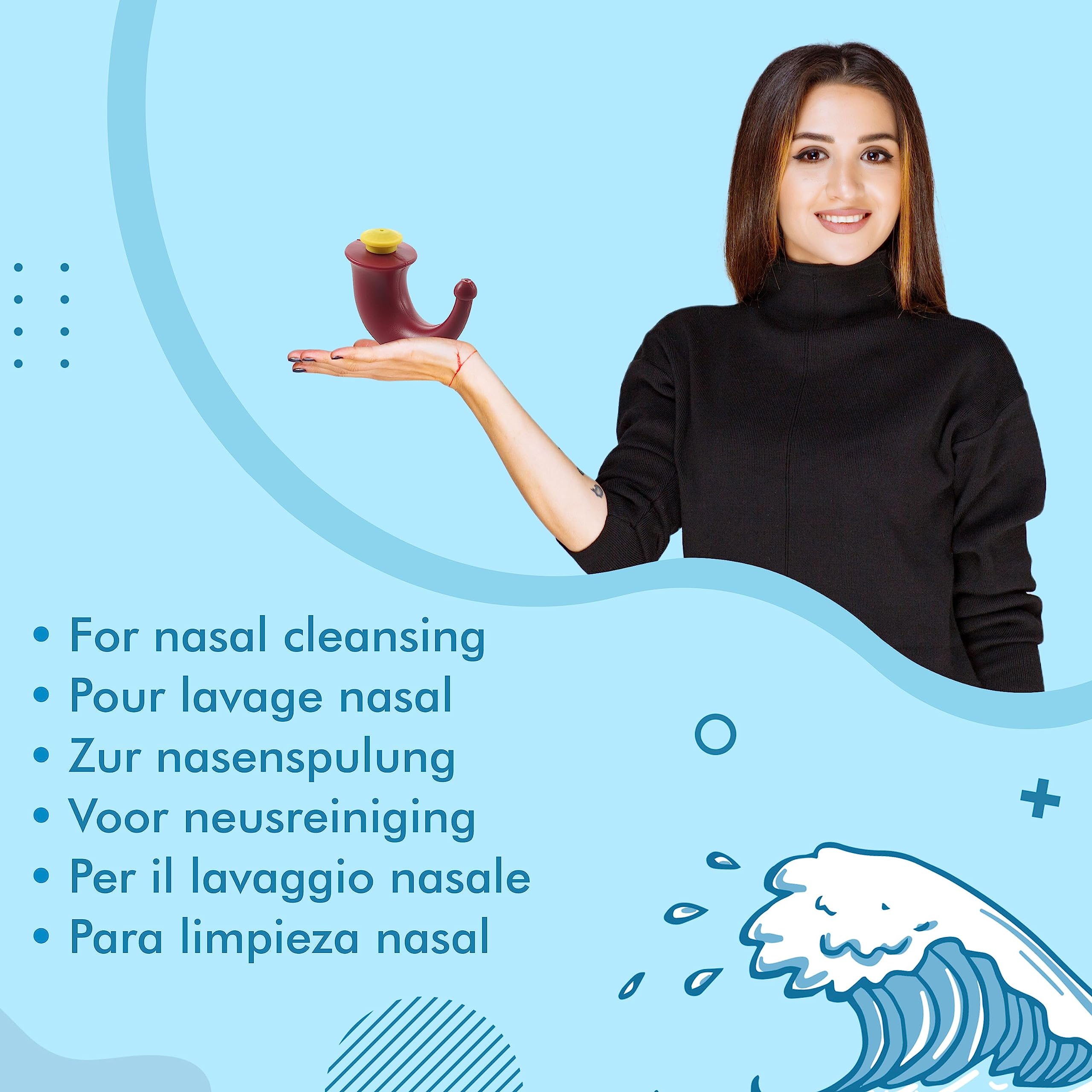 Neti Pot en forme de corne | Lota nasale | Lota nasale adulte | 200 ml | Lota nasale en plastique | Lavage nasal
