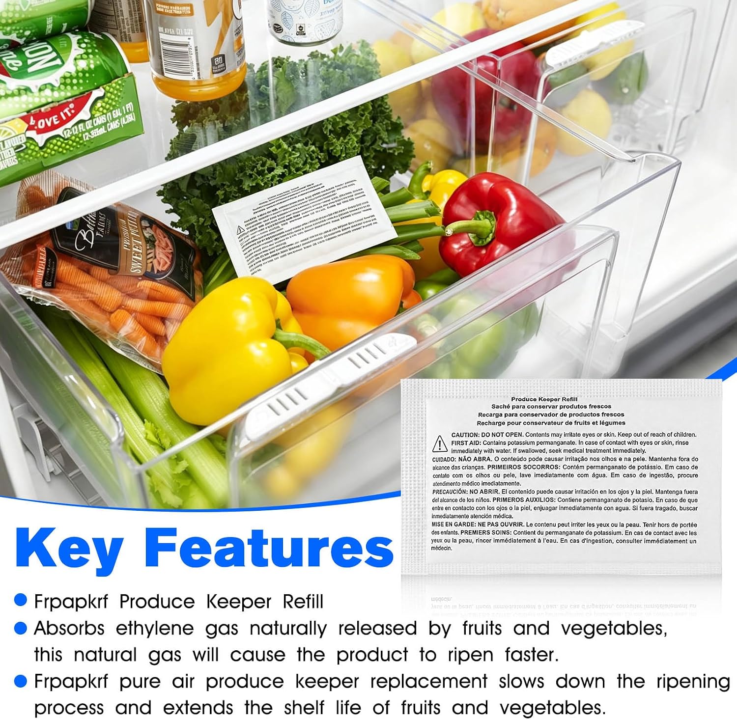 6 PCS Frpapkrf Produce Keeper Refill Replacement Frigidaire Pureair Produce Keeper Refill FRPAPKRF2PK FRPAPKRF, Refrigerator Produce Keeper Preserver