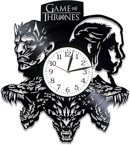 GOT Room Art Lp - Reloj de pared de vinilo retro, regalo de cumpleaños vintage para hombre, rey nocturno y Daenerys, reloj de tronos artísticos,
