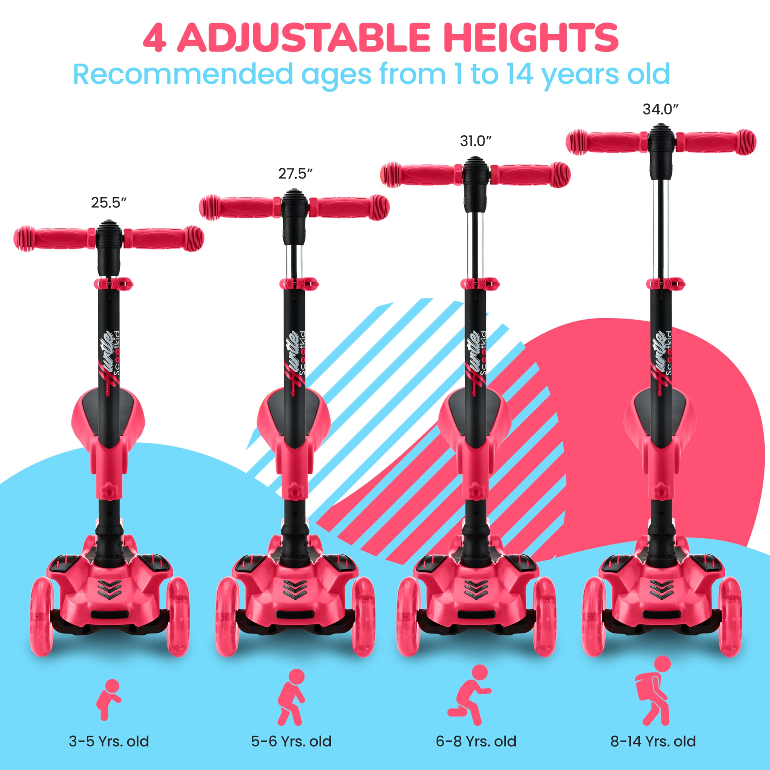 Hurtle Unisex Youth 3 Wheeled Scooter for Kids