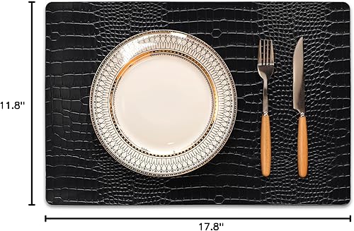 Miniatura 8 de Juego de 6 manteles individuales de piel sintética, impermeables, resistentes a las manchas, resistentes al calor, fáciles de limpiar para cocina,