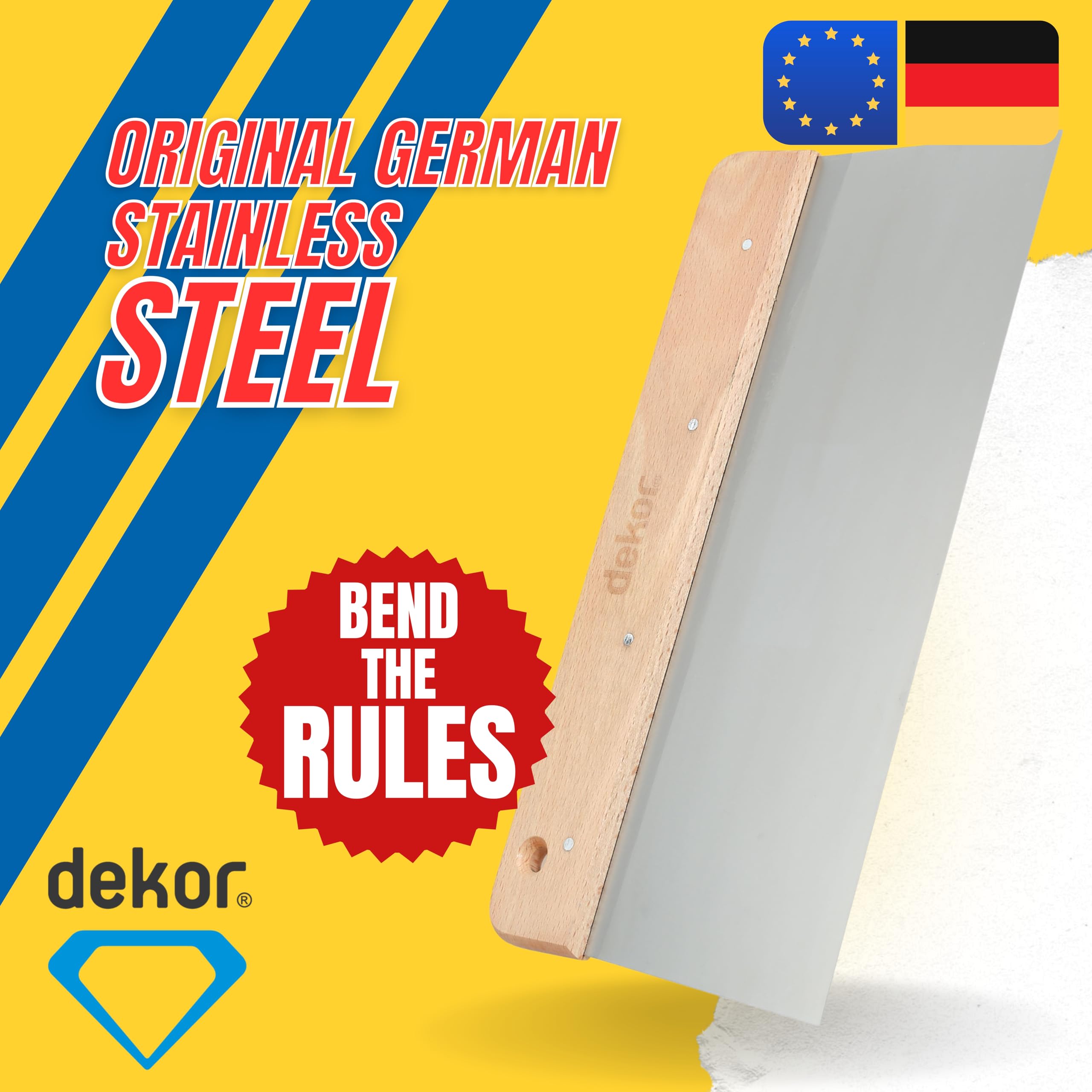 DEKOR Taping Knife 12" Stainless Steel Flexible Scraper Wood Handle Drywall — Amazon image 8