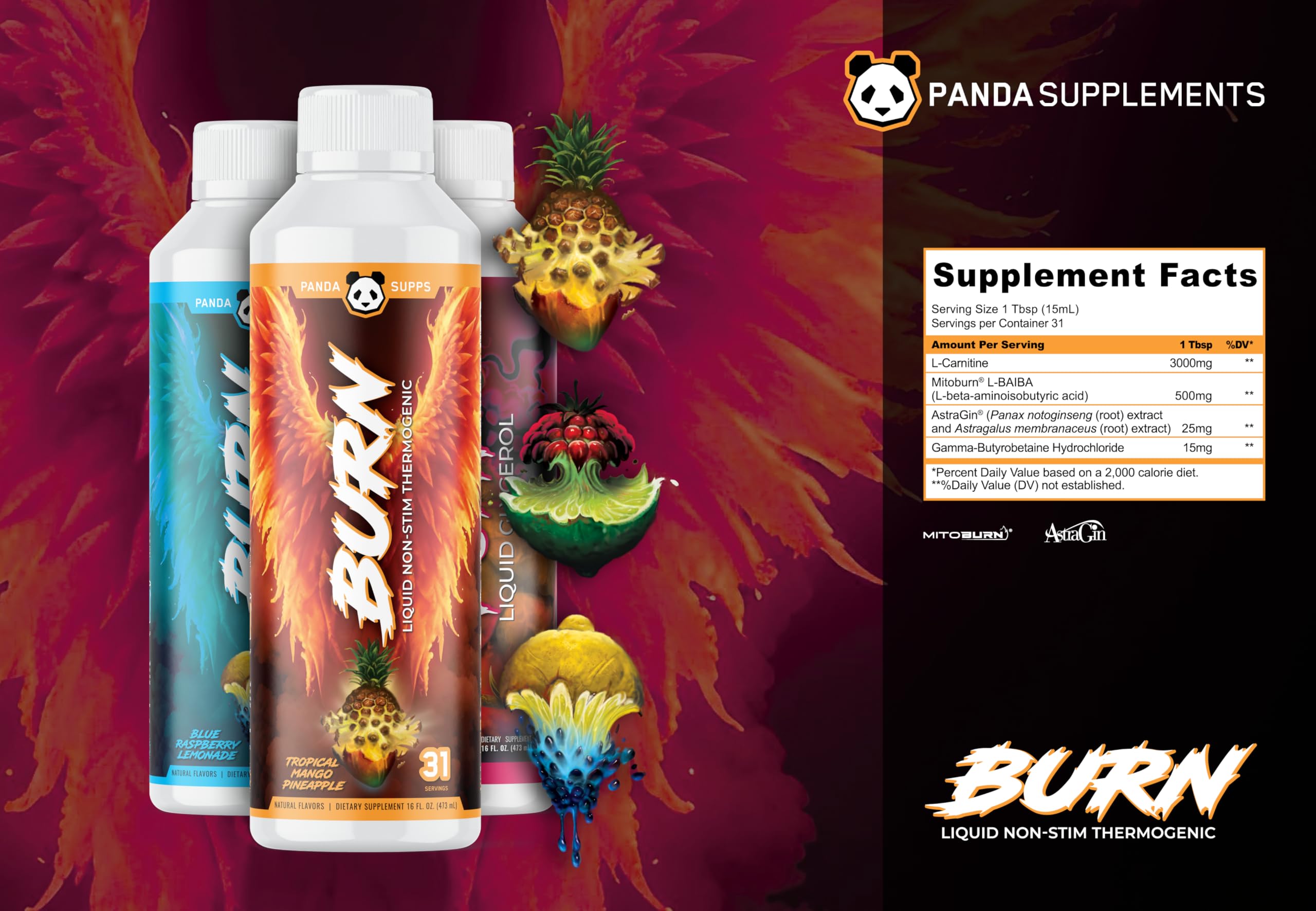 bio l carnitine Amazon.com: Underground Bio Labs: Panda Supps Liquid Burn L-Carnitine 3000mg- Stimulant/Sugar Free Fat Burner with Astrigin®+MitoBurn® for Men and Women (31 Servings) (Blue Raspberry Lemonade)