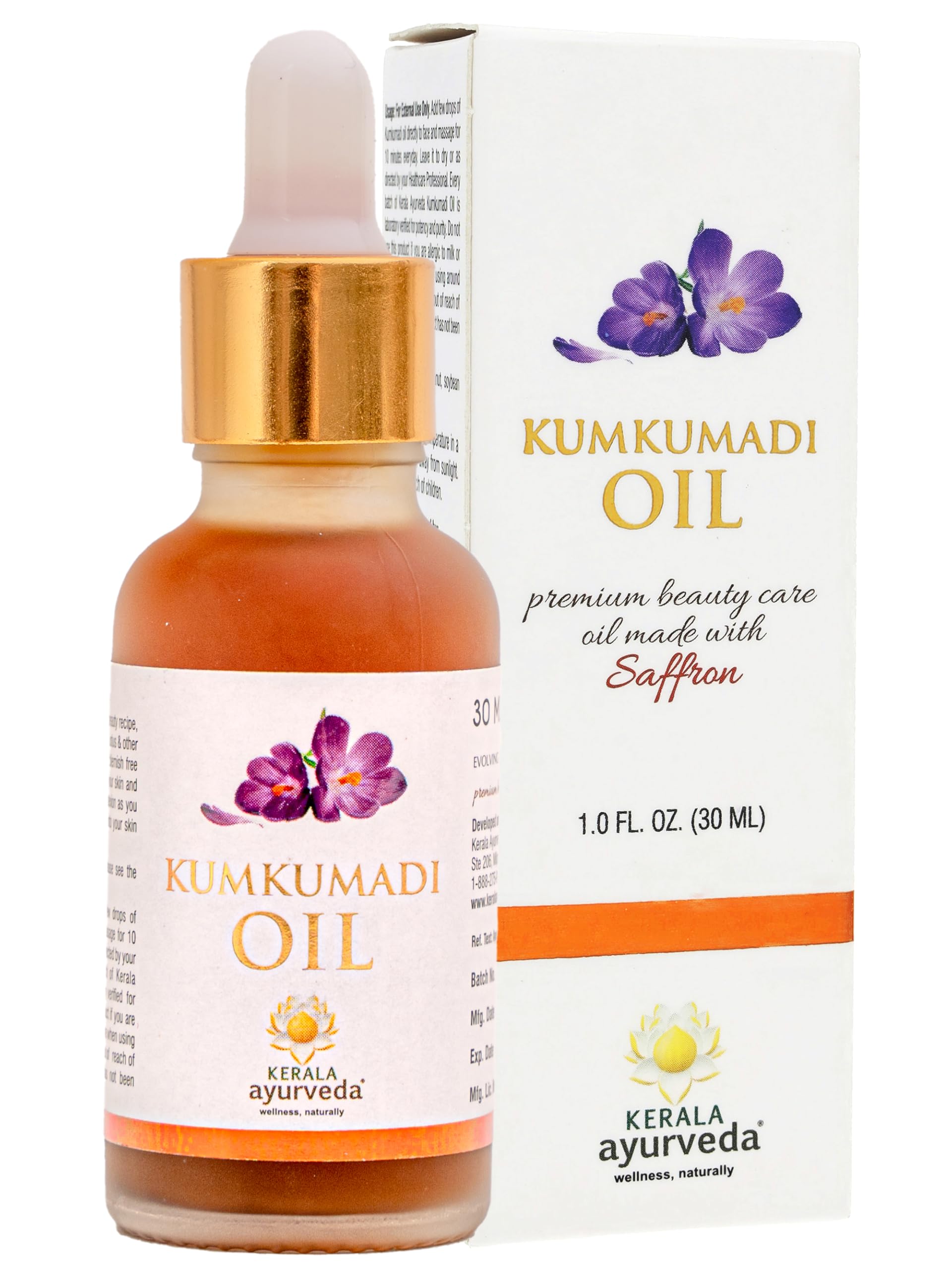 Kerala Ayurveda Kumkumadi Face Serum for All Skin Types (1 Fl Oz) | Saffron & Lotus Infused Brightening Serum | Reduces Wrinkles, Pigmentation & Dark Spots | Anti-Ageing Solution | Ideal for Gua Sha