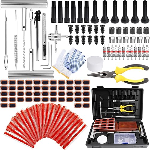 Miniatura 8 de Kit de tapones para neumáticos y kit de reparación de neumáticos: 95 piezas de enchufe sin cámara y kit de parches de neumáticos con herramientas