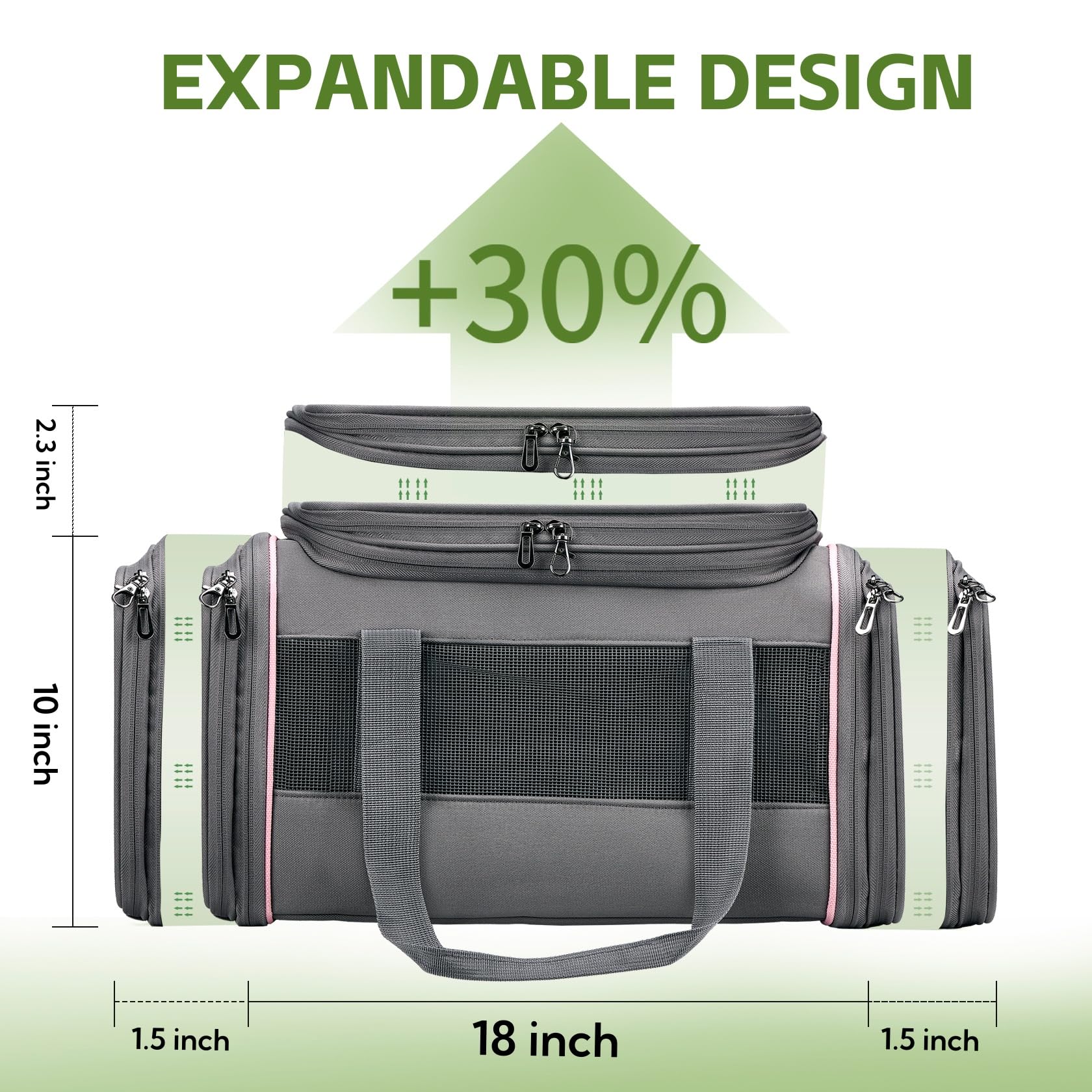 Airline Approved Pet Carrier - Soft-Sided Dog & Cat Travel Bag with Expandable Space and Safe Design (Grey) - image 4