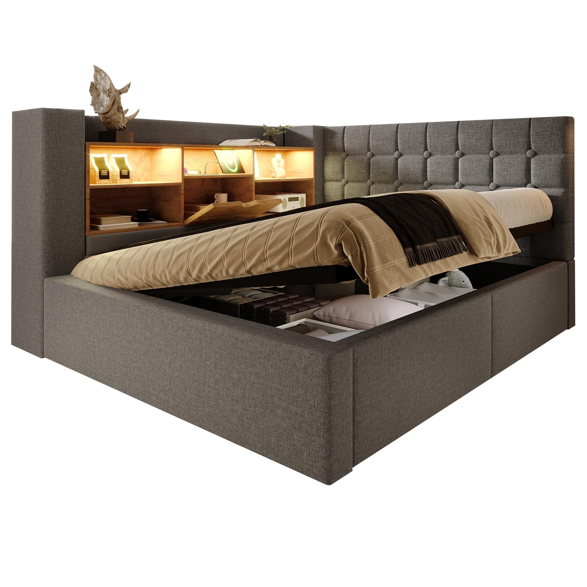 Gecheer Lit gigogne ABMB469789G 140x200cm, 7 Zones, USB, Anti-allergène, 280kg