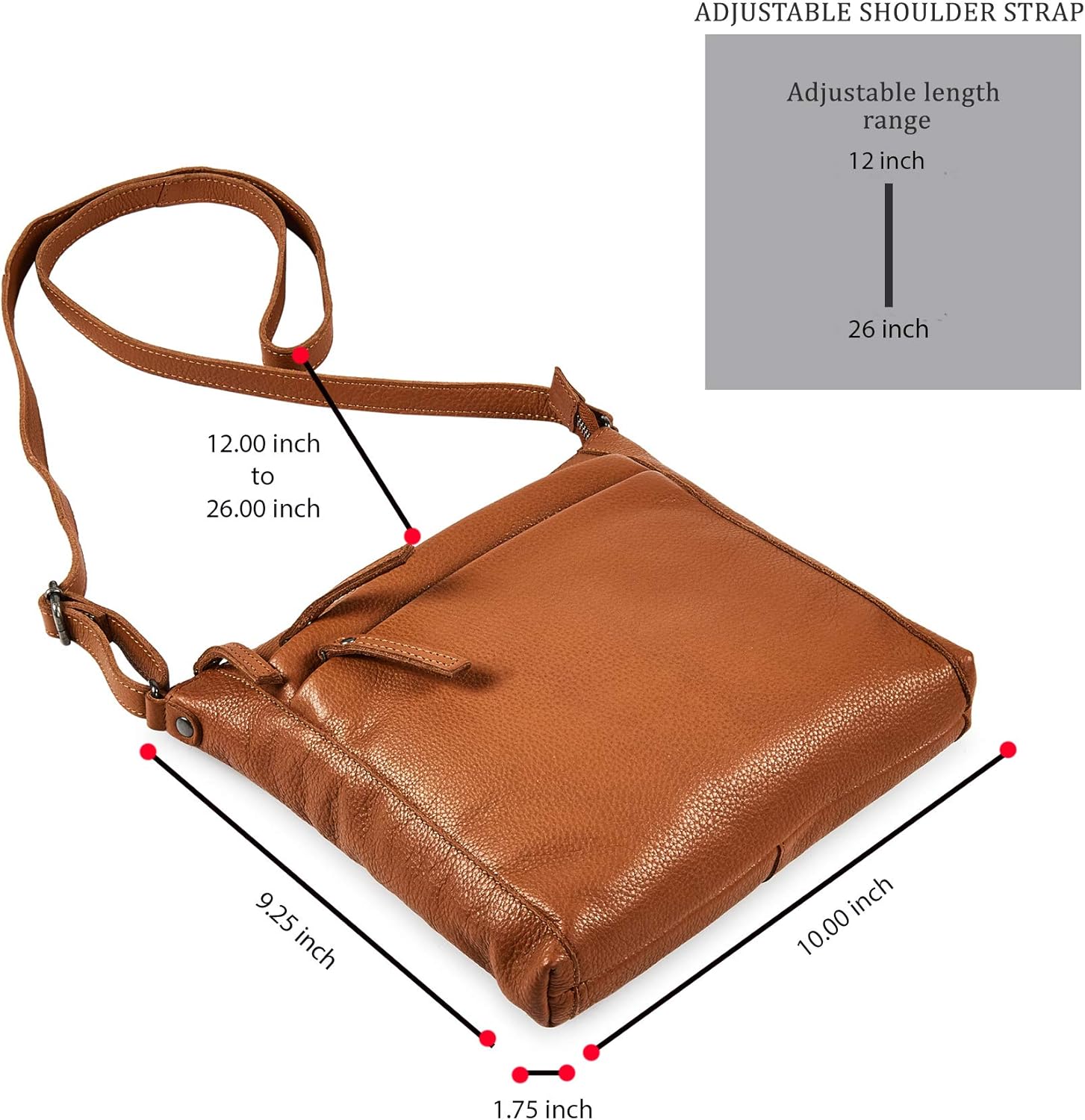 Small Soft Genuine Leather Crossbody Purse Women’s Sling Crossover Shoulder Travel Handbag with Triple Zipper - Image 2