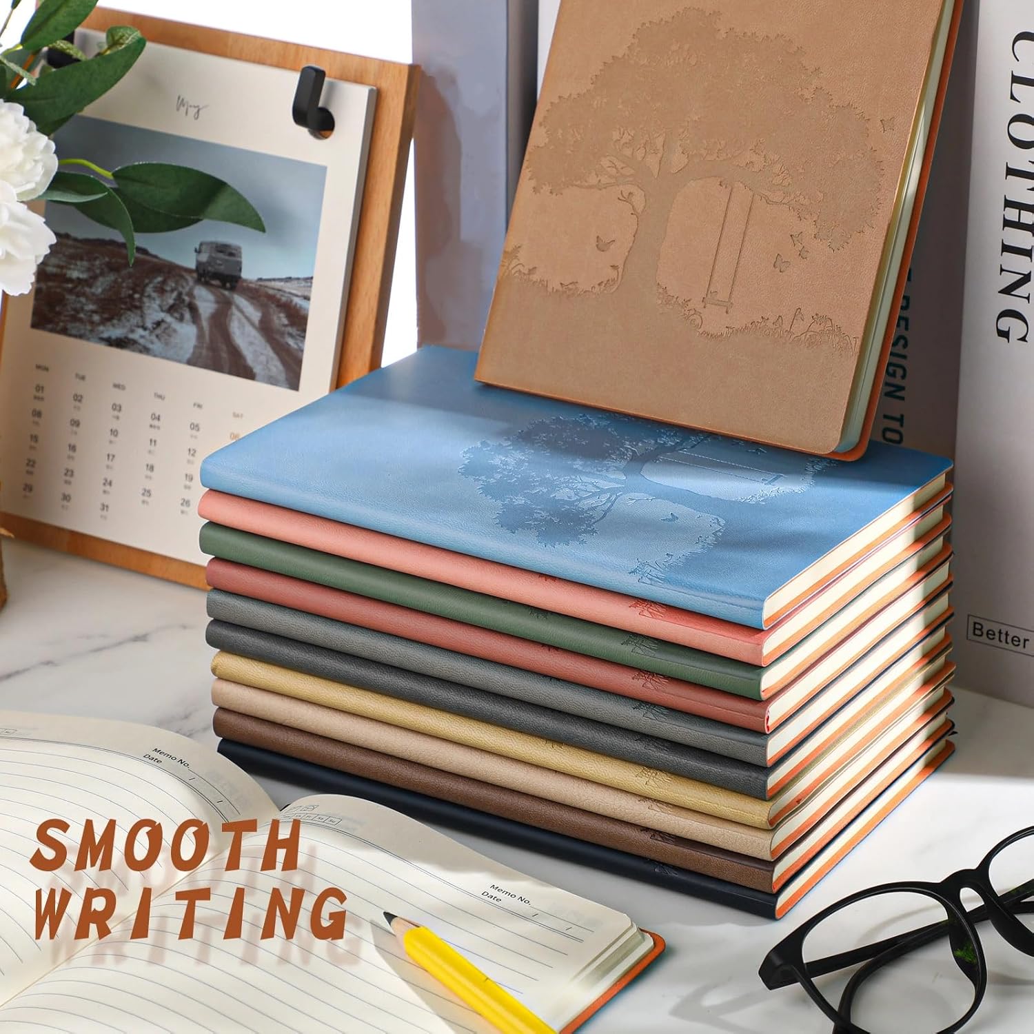 TaoBary 24 Pcs Employee Appreciation Gift A5 PU Leather Journals Bulk Colorful Tree Lined Journal Notebook Soft PU Leather Cover Ruled Writing Notebook for Office School Teacher Nurse (Mixed Colors) - Image 5