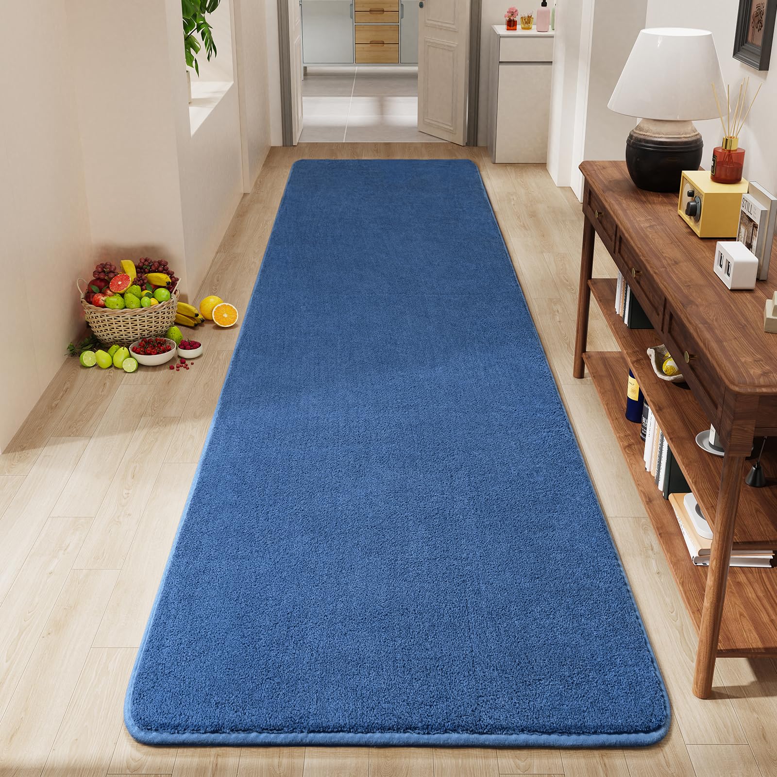 Amearea Modern Soft Hallway Runner Rug, 2x8 Feet Area Rug Runners for Hallways, Washable Runner Rugs, Non Slip Memory Foam Rug Blue Runner Rugs Carpet
