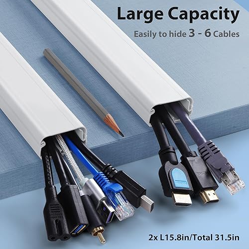 Miniatura 2 de Cubierta de cable de pared, ocultador de cable de TV de 31.5 pulgadas para TV montado en la pared, kit de gestión de cables de TV, canaleta de cable