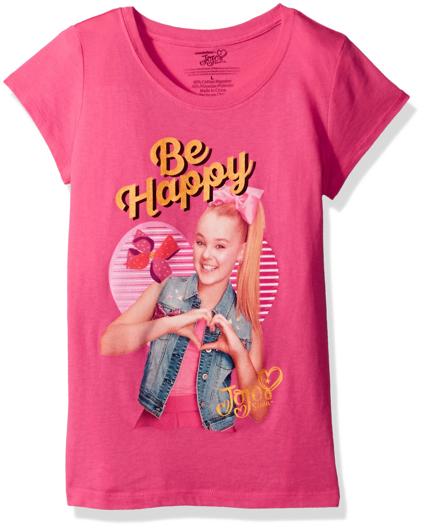 NickelodeonBig Jo Siwa Be Happy Girls Short Sleeve T-Shirt