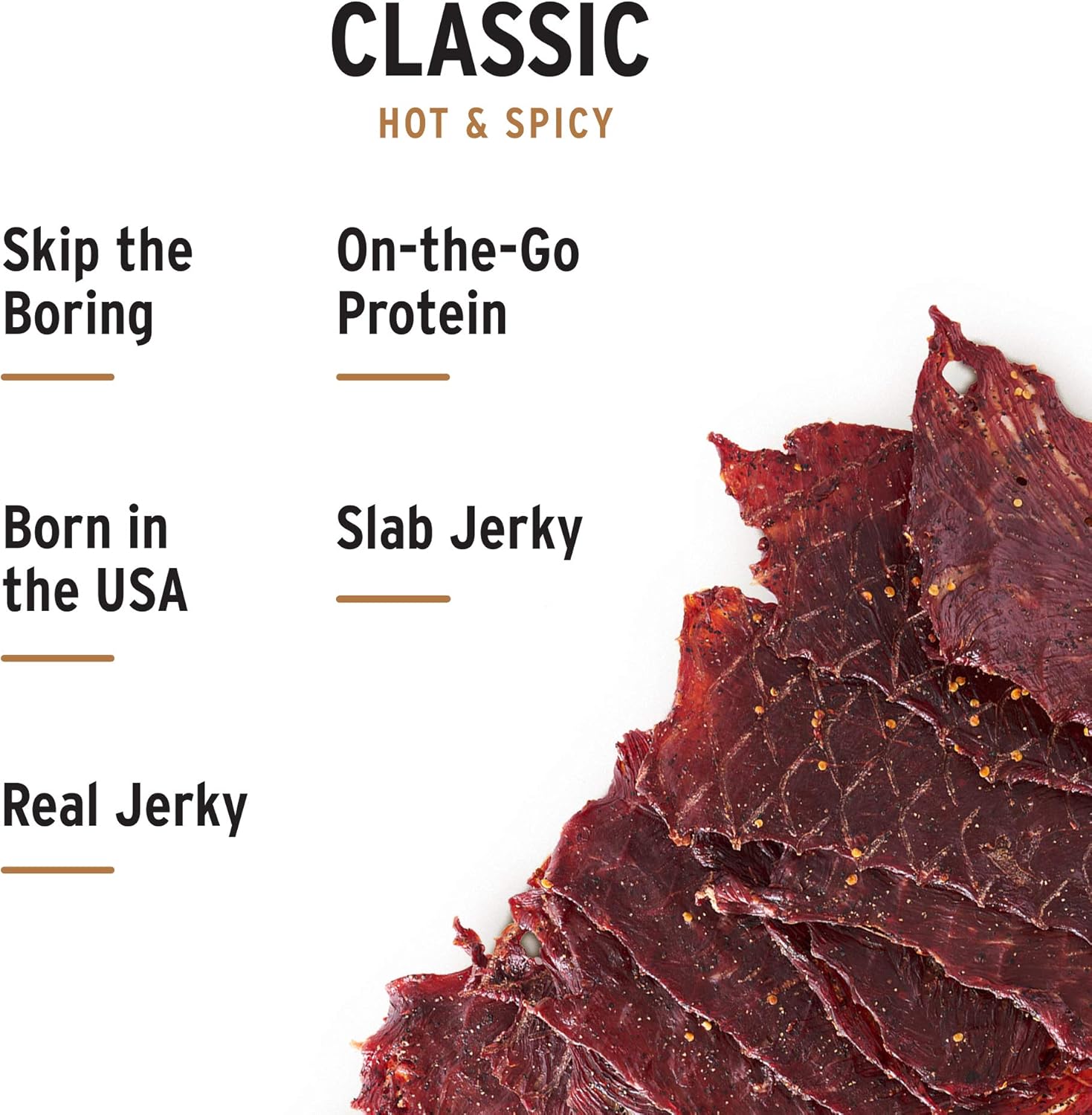 Peoples Choice Beef Jerky - Classic - Hot Spicy - Big Slab - Whole Muscle Premium Cuts - Bulk Jerky Package - Thin Sheets - Low Sodium Low Salt High Protein Meat Snack - 15 Count, 1 Bag