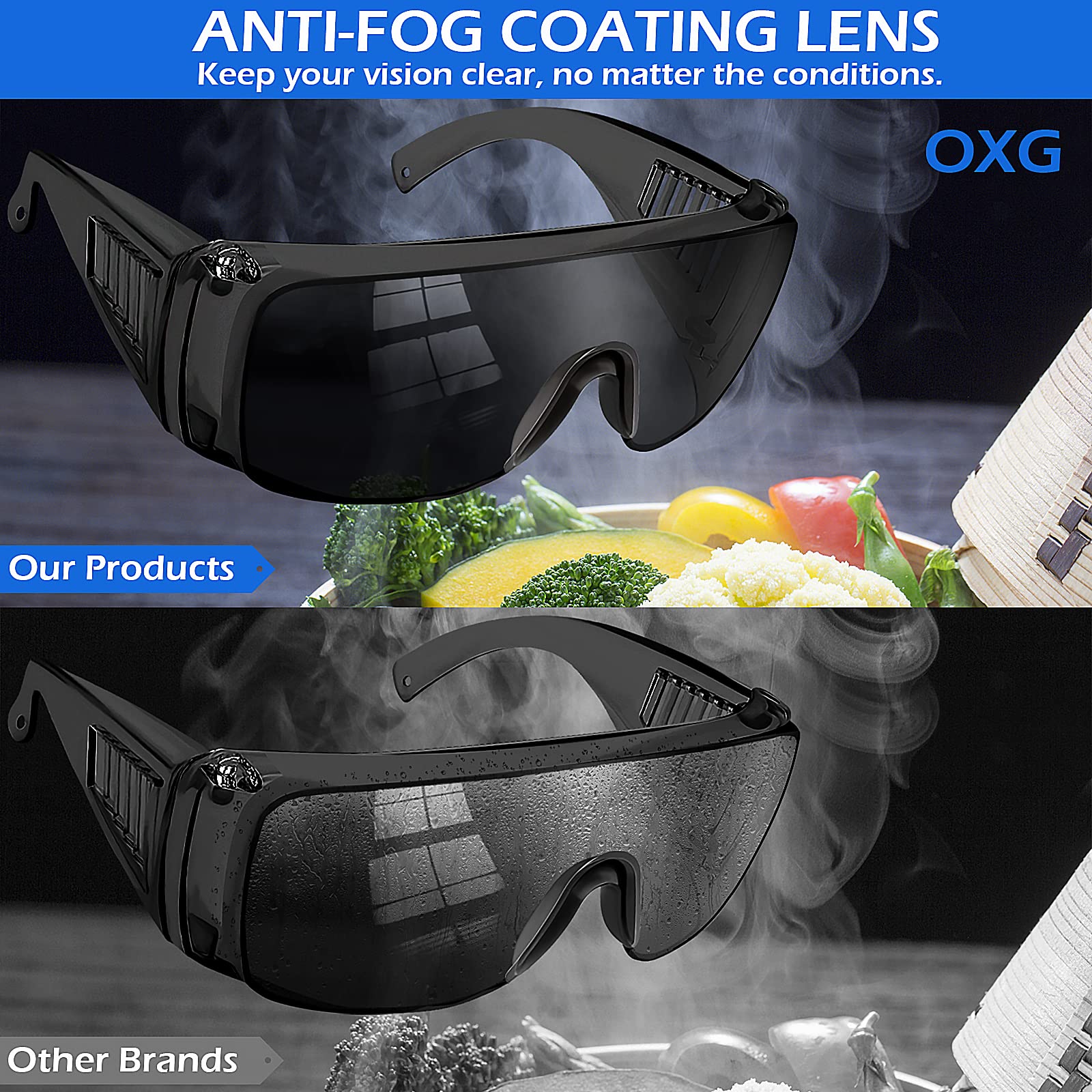 OXG ANSI Z87.1 Antibeschlag-Sicherheitsbrille für Damen und Herren