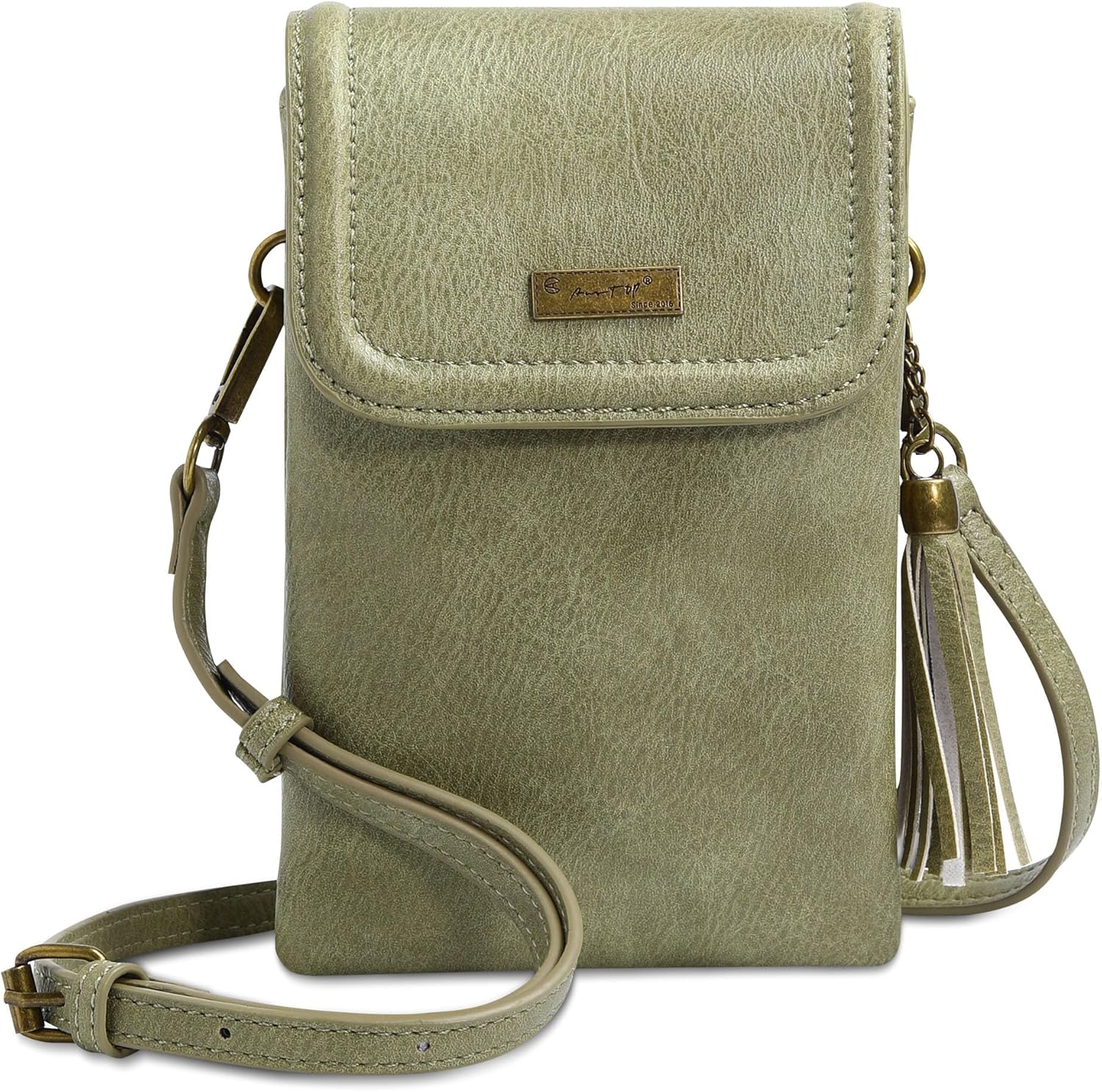AnsTOP Small Crossbody Bag for Women – Minimalist Vegan Leather Phone Purse with Tassel & Adjustable Strap