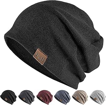 AOY ニット帽子メンズ 秋冬 【肌触り良し素材・あったかな裏起毛・締め付け感ゼロ】 ニット帽 防寒 防風 保温 柔らかい 暖かい ふわふわ 軽量 伸縮性良し おしゃれ ビーニー 帽子 ニットキャップ 通勤 通学 自転車 大きいサイズ 男女兼用