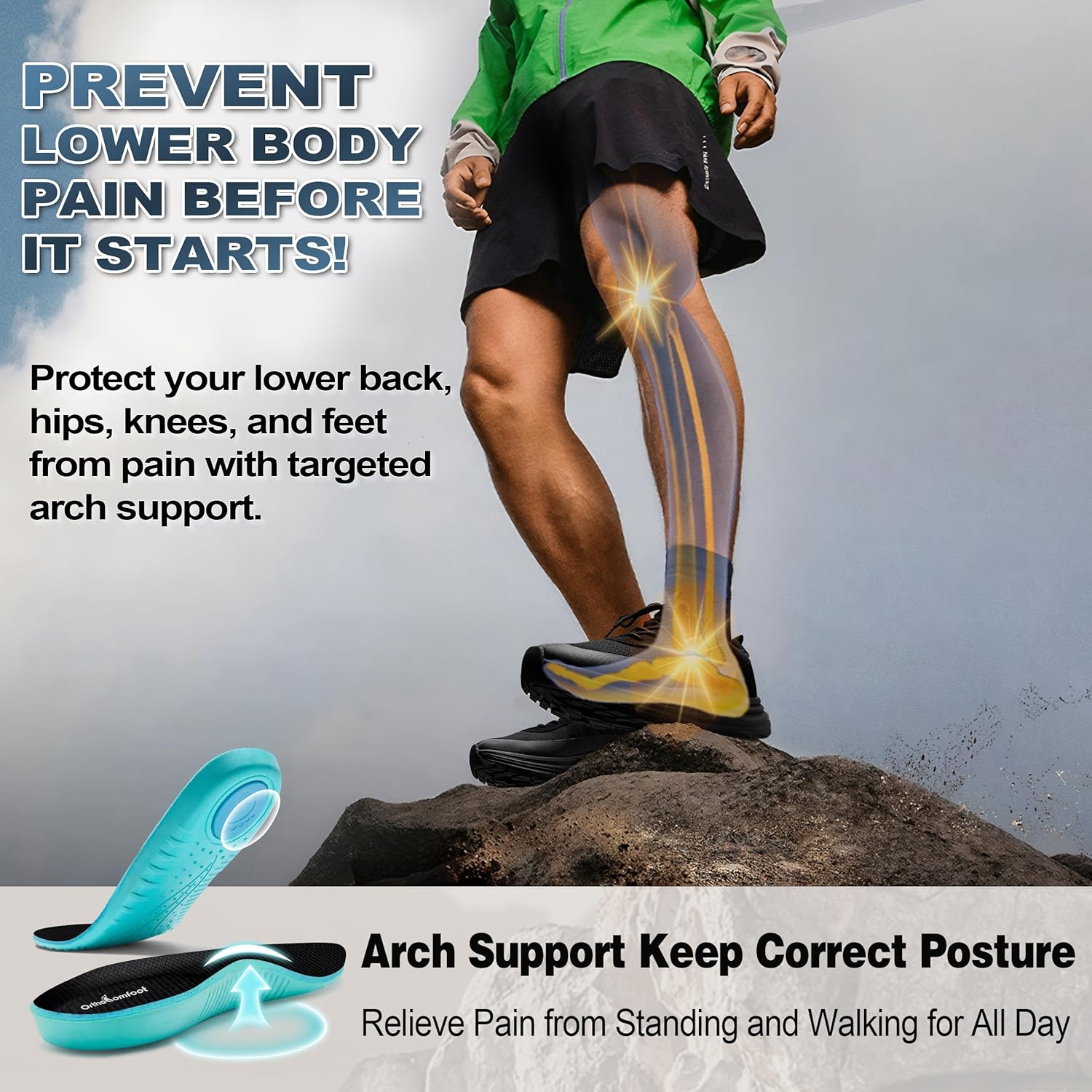 OrthoComfoot Men's Wide Orthopedic Plantar Fasciitis Shoes: Comfortable High Arch Support Trail Running Shoes for Walking & Hiking, Orthotic Tennis Sneakers Relief Flat Feet, Feet Pain - Image 5