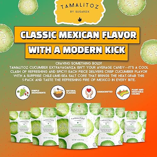 Vista 40 de Tamalitoz de Sugarox - Paquete de 8 caramelos duros hechos a mano con mango dulce y picante hecho a mano con chile en polvo, lima y sal marina.