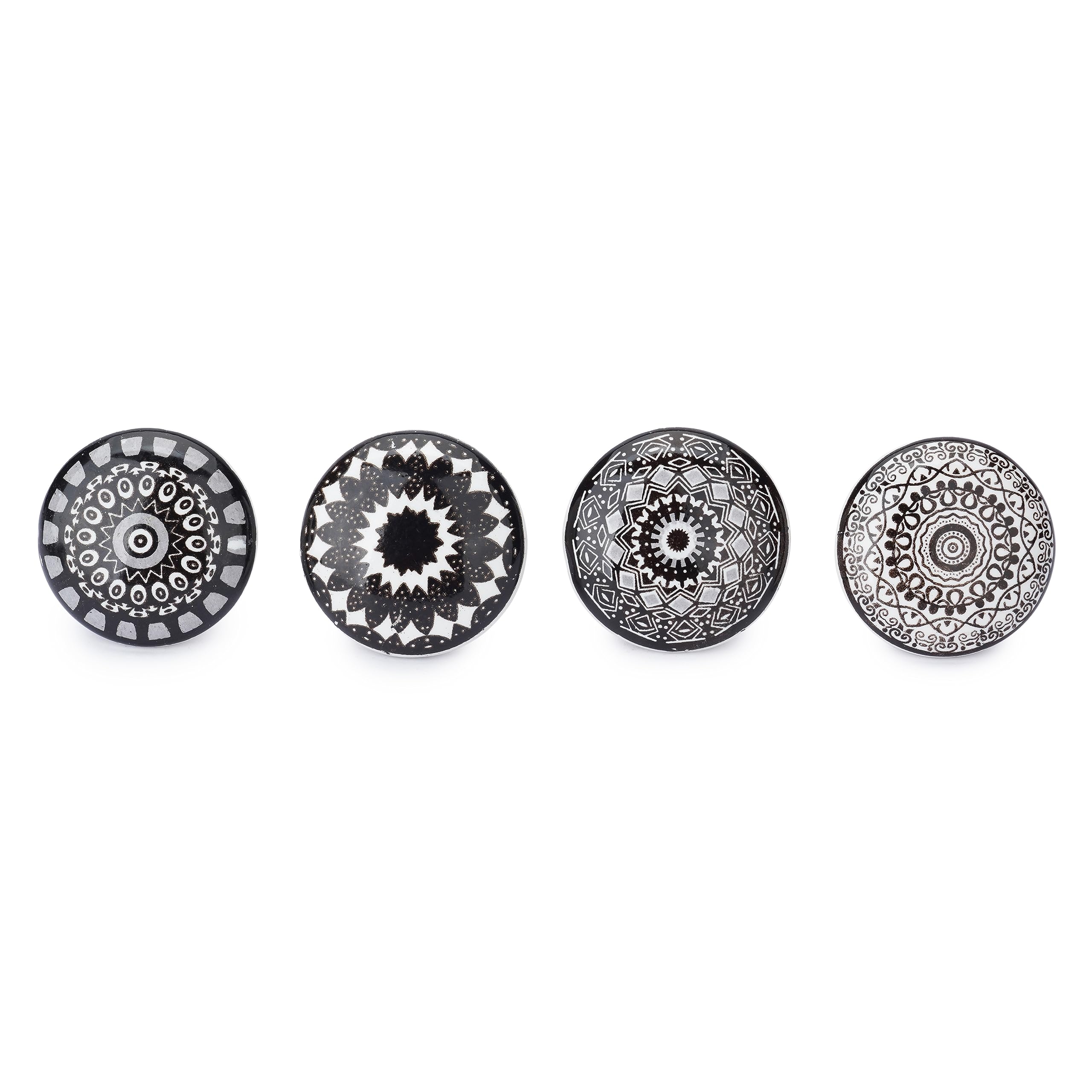 Ajuny Set da 18 Pomelli in Ceramica Bianco/Marrone Stampati – Maniglie Decorative per Armadi, Ante & Cassetti – per Cucina, Bagno & Camera – Finitura Lucida, Viti Incluse