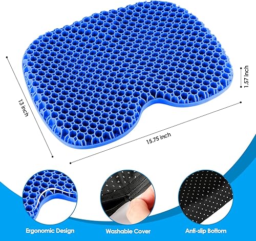 Miniatura 2 de NewBEP Cojín antideslizante de gel para asiento de kayak, grueso e impermeable, soporte suave y transpirable con funda antideslizante para sentarse