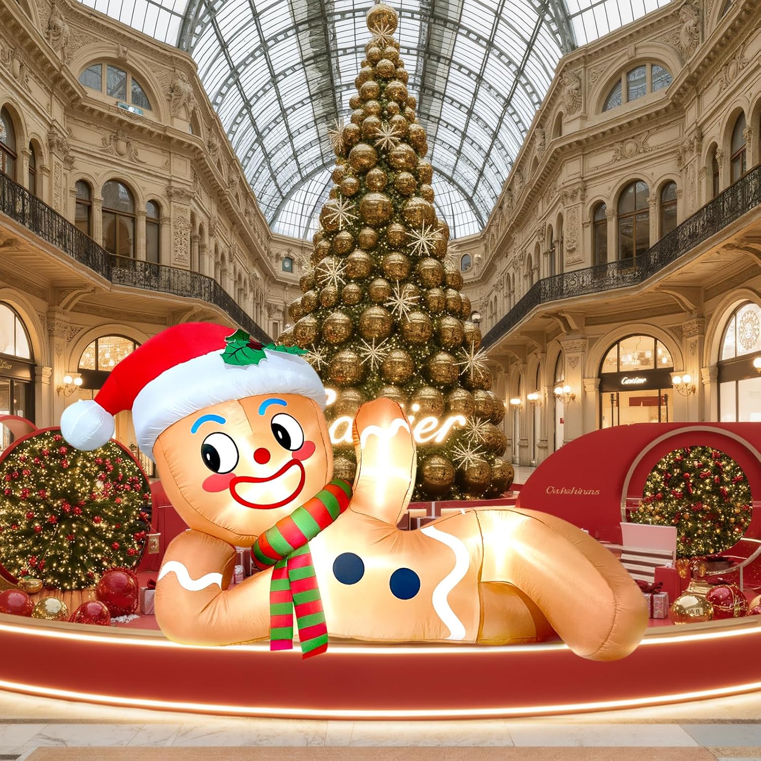 Christmas Inflatables Decorations,Partyotu 10FT Christmas Inflatable Gingerbread Man, Lying Gingerbread Inflatable Christmas Blow up Yard Decor with LED Lights, for Garden, Lawn, Indoor Holiday - Image 7