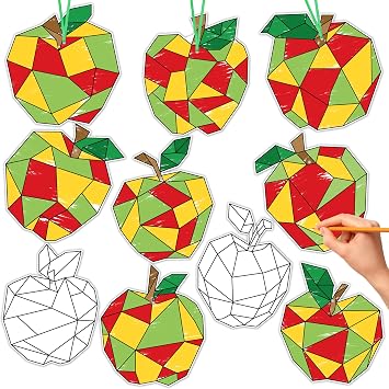 BeYumi Coloring Apple Craft Kit - 83Pcs Back to School Color Your Own Apple Kit End of Year Student Gifts First Day of School DIY Geometric Apple Cards Classroom Party Activity Decor