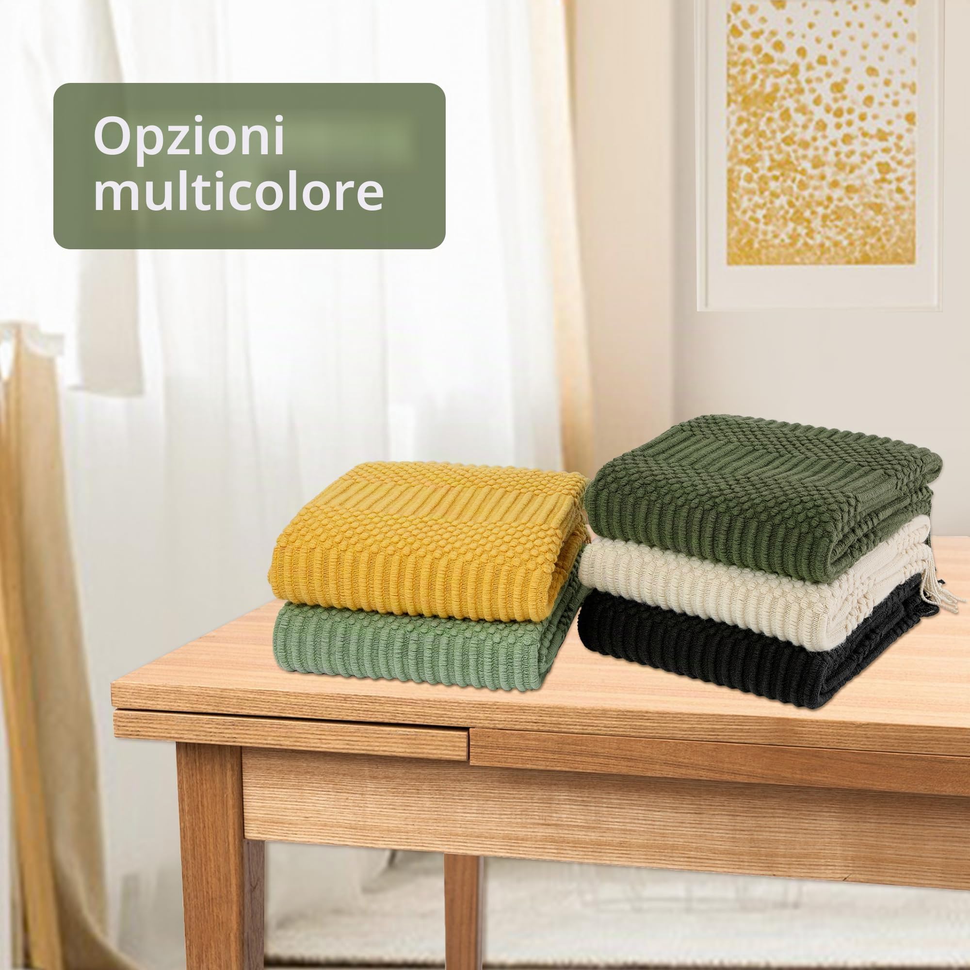 Blagic Coperta lavorata a maglia per divano, letto e divano. Coperta super morbida con nappe, verde salvia, 127 x 152 cm, leggera e accogliente decorazione per la casa