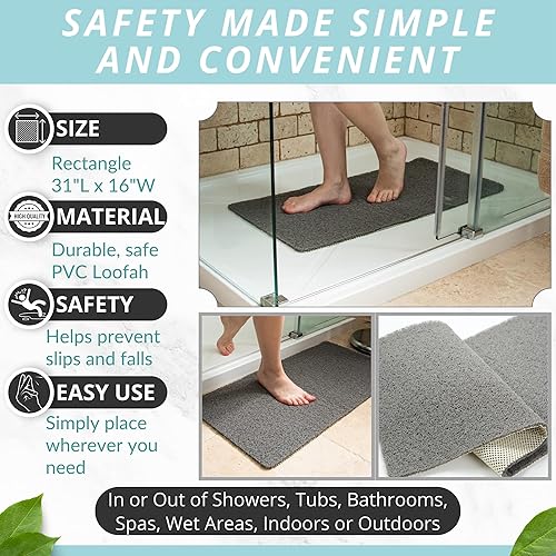 Miniatura 3 de ENKOSI Loofah - Tapetes de baño para bañera, tapete antideslizante para bañera de baño, tapetes de baño antideslizantes para bañera suave, tapete de