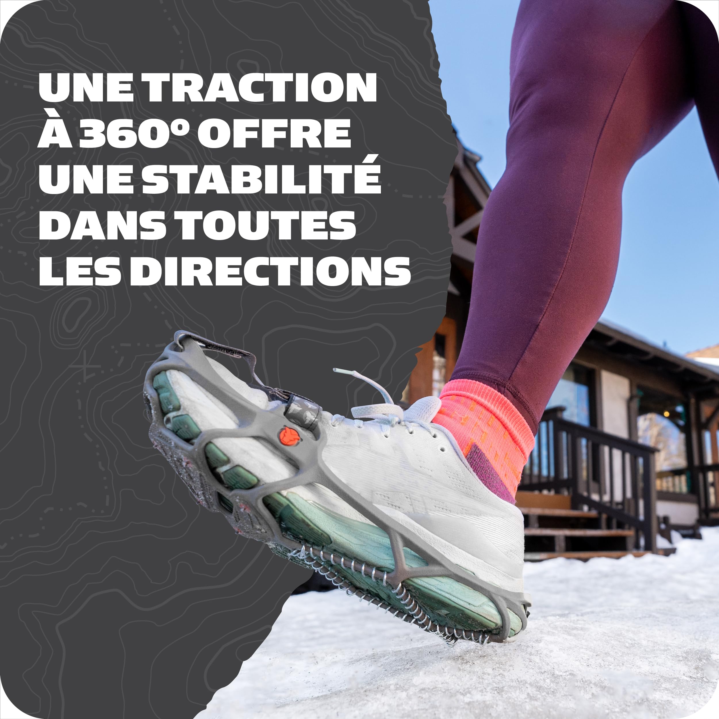 YAKTRAX Run Crampons pour Chaussures de Course, Pointes en Acier au carbure de 3 mm et bobines en Acier Inoxydable de 1,4 mm, offrent Une Traction sur la Glace et la Neige, Gris